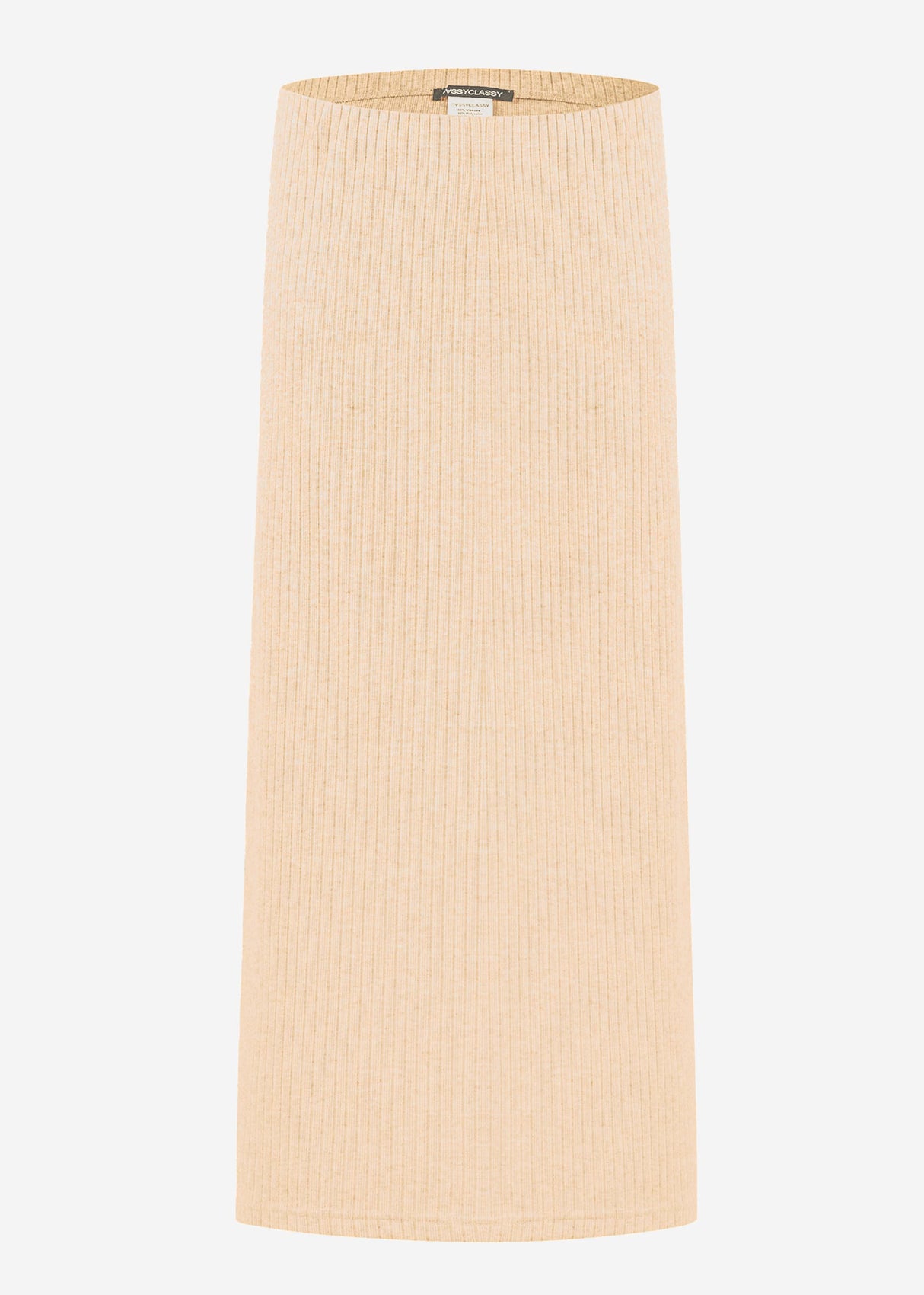 Gerippter Rock in Midi-Länge - beige