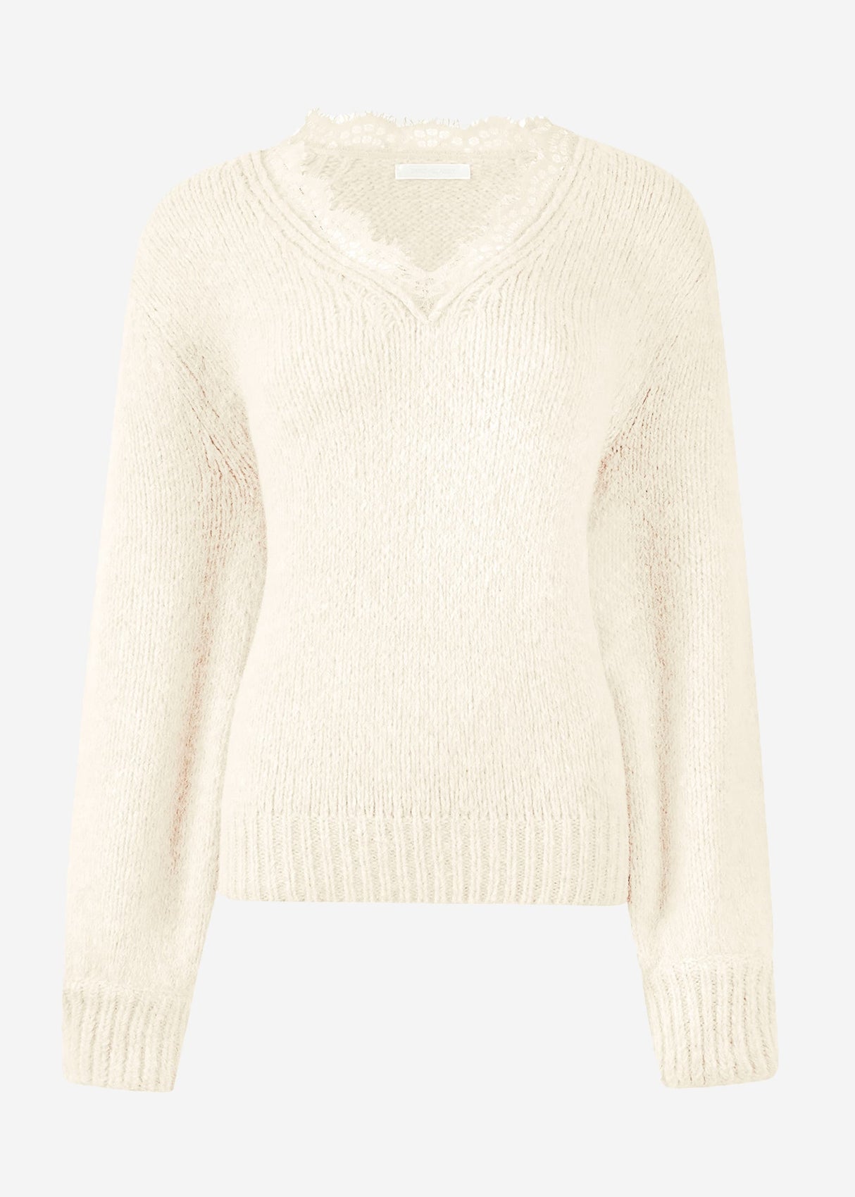 Pullover mit Spitzen-Ausschnitt - offwhite