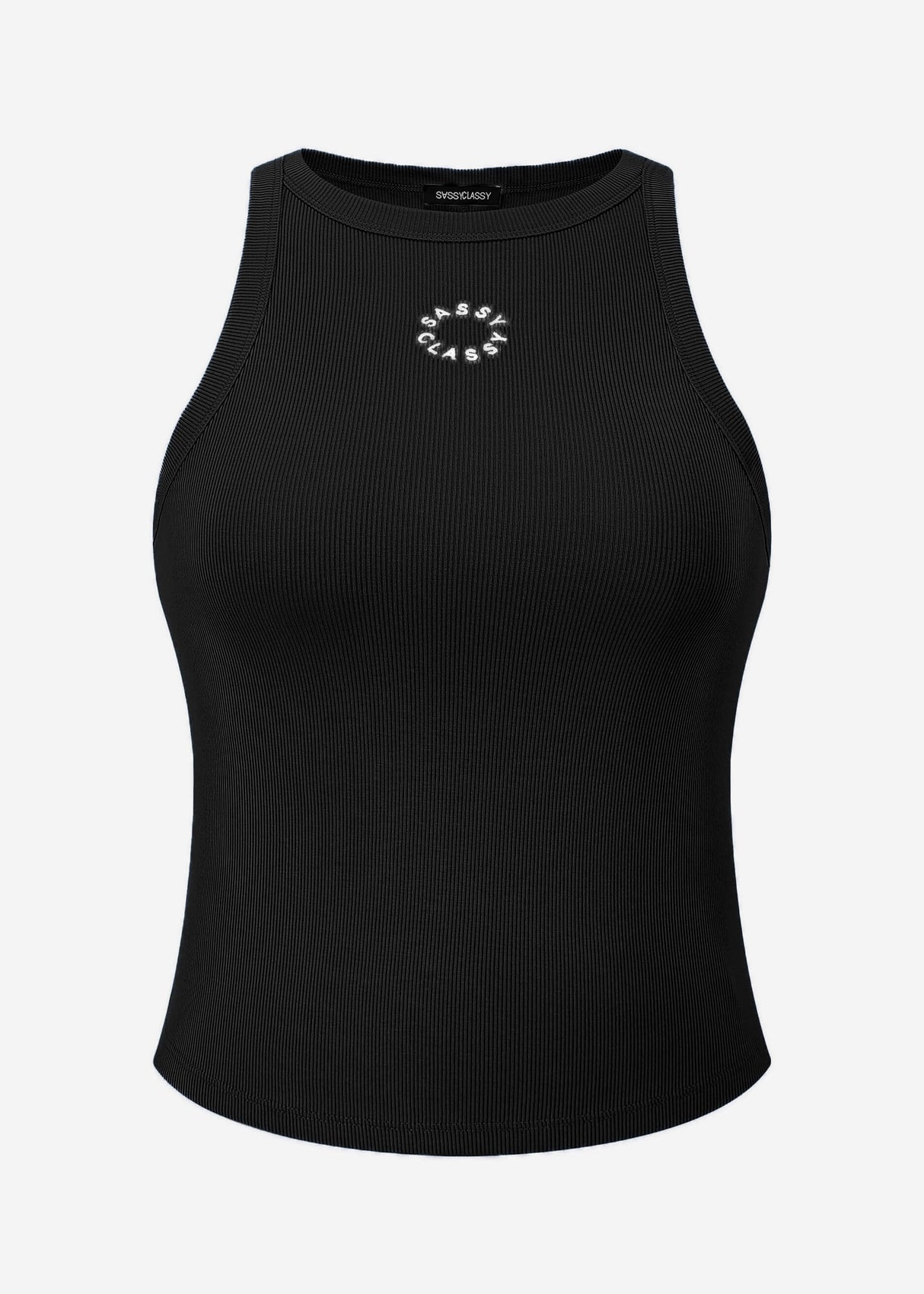 Tank top with embroidery - black