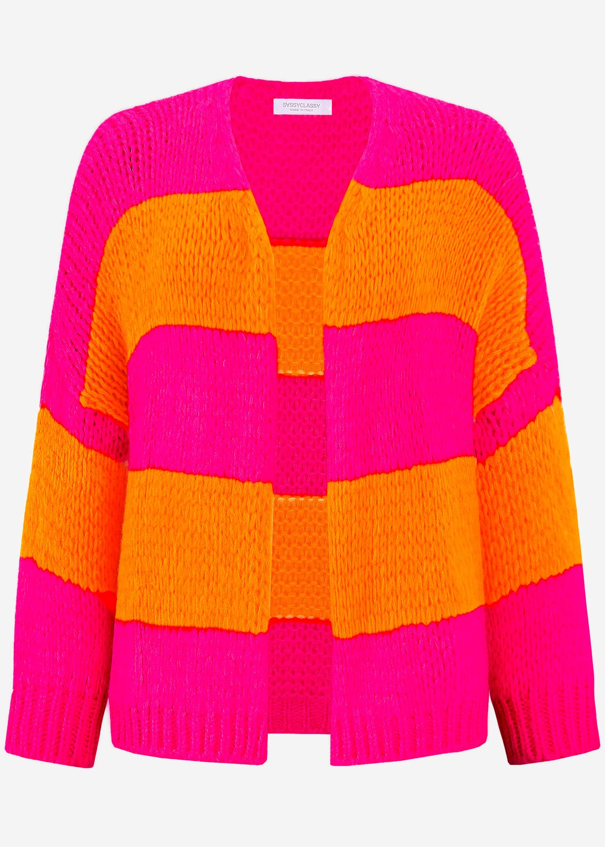 Gestreifter oversize Cardigan - pink-orange