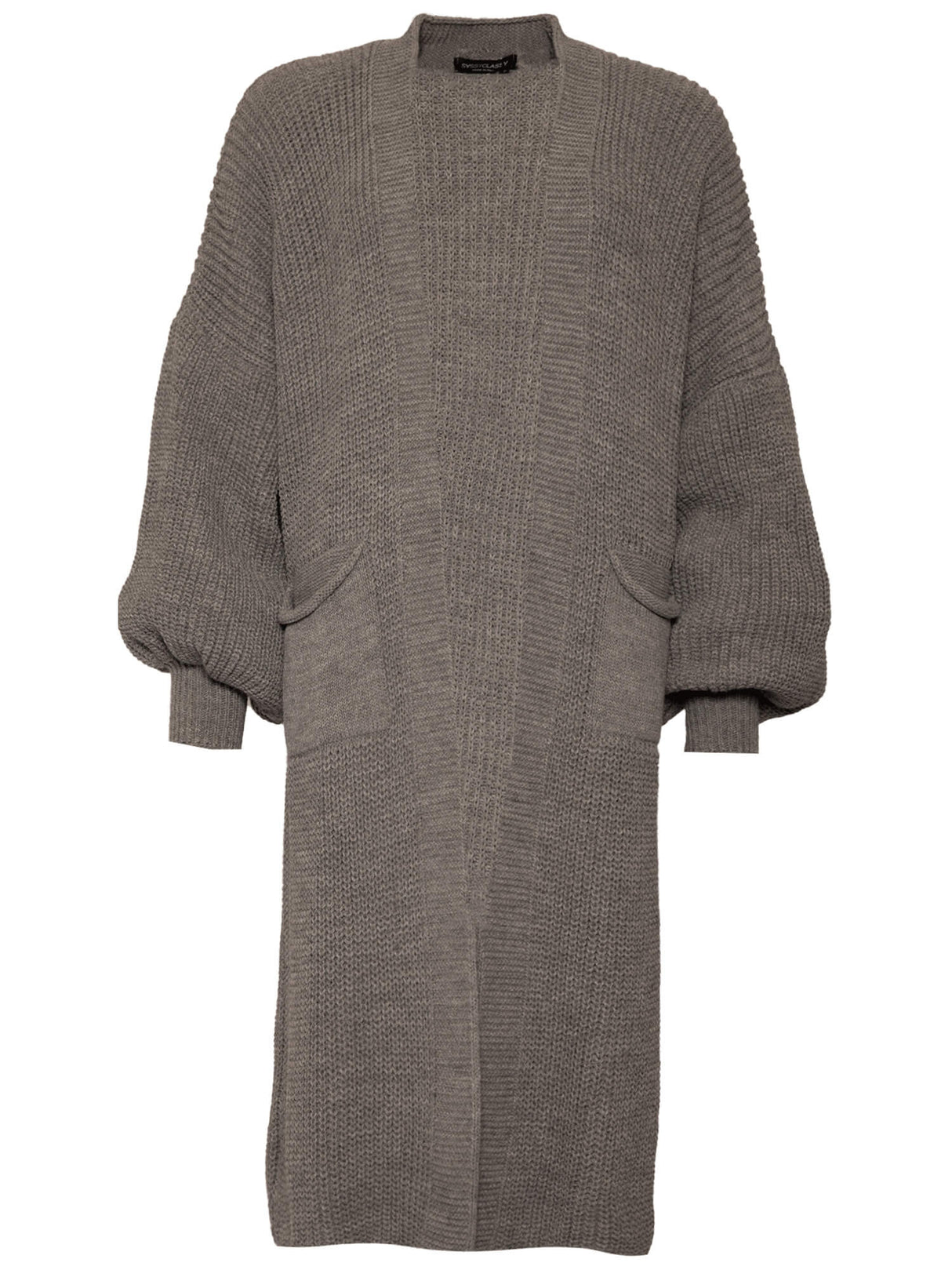 Maxi cardigan with pockets - dark grey