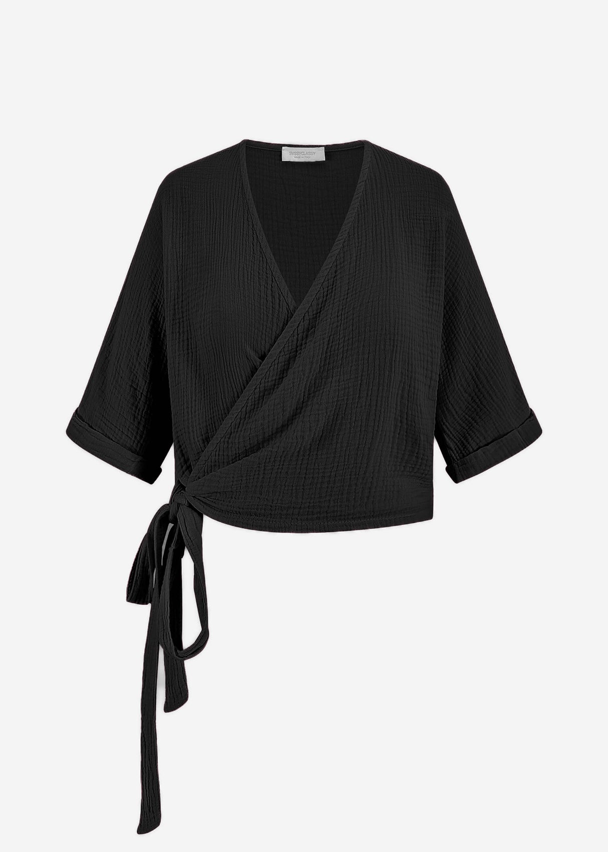 Muslin wrap blouse - black