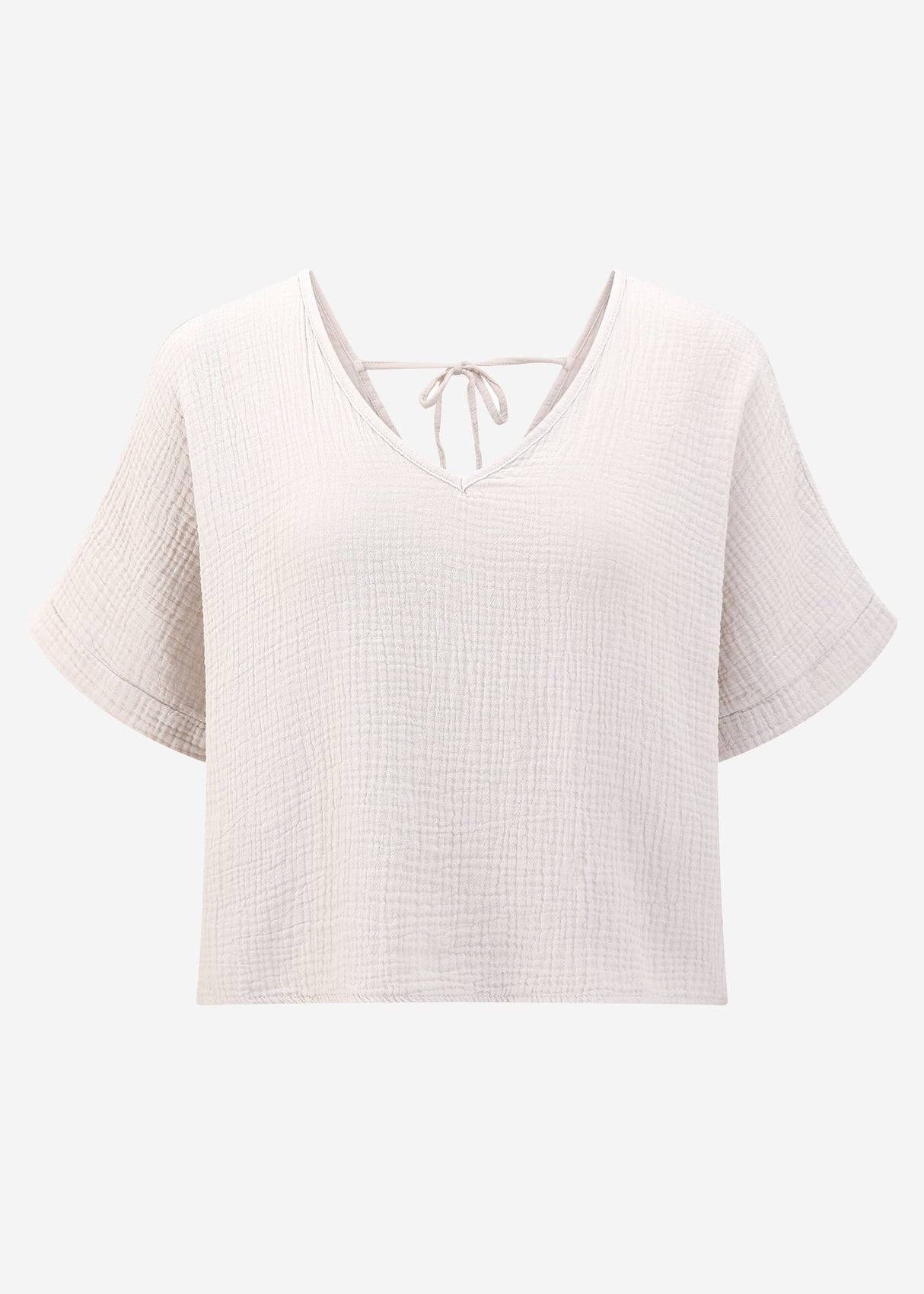 Muslin V-neck shirt - light beige