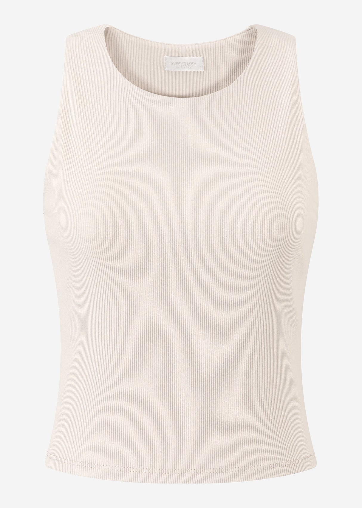 Doppellagiges, geripptes Tank Top - hellbeige