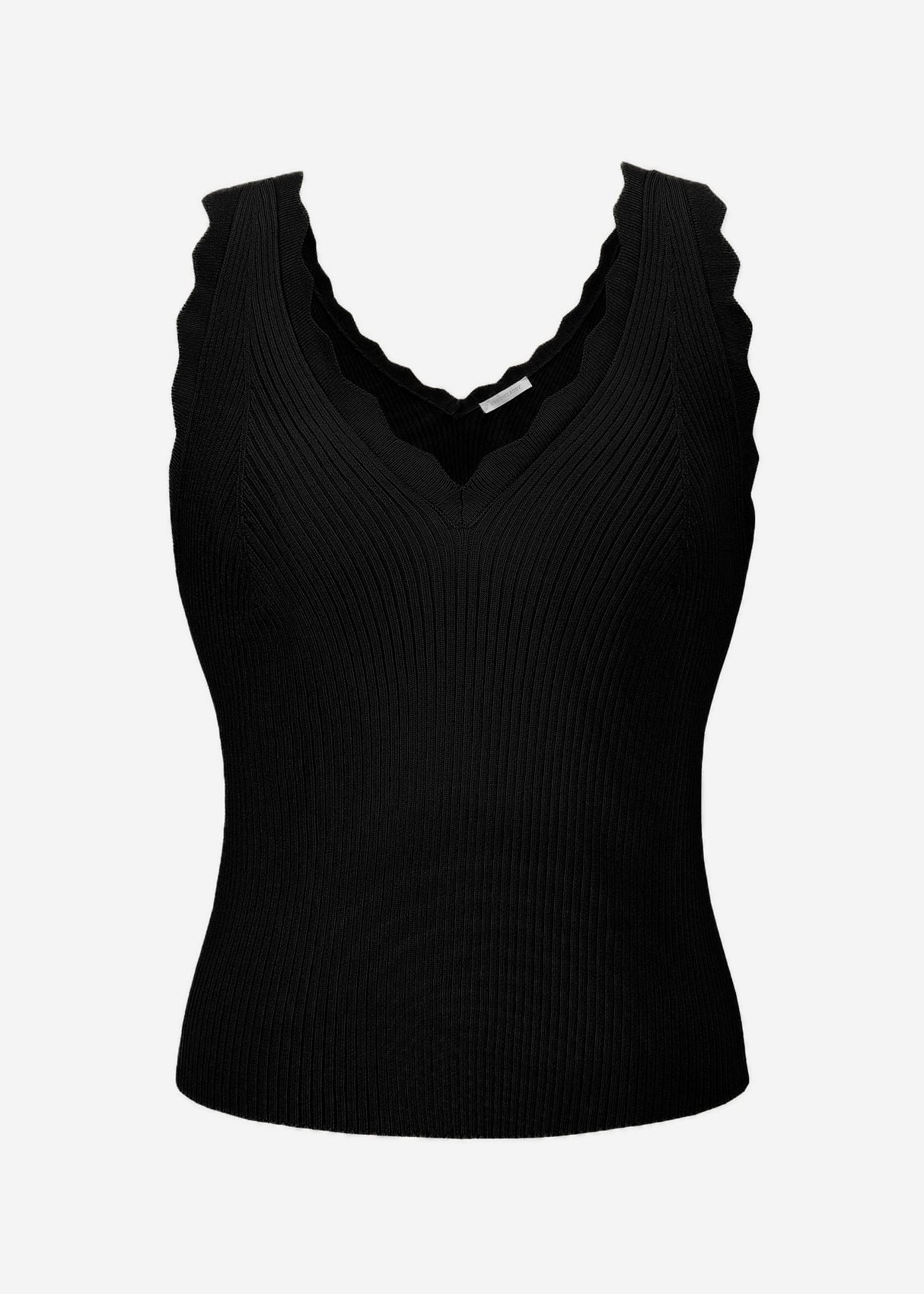 Strick Top mit V-Ausschnitt - schwarz