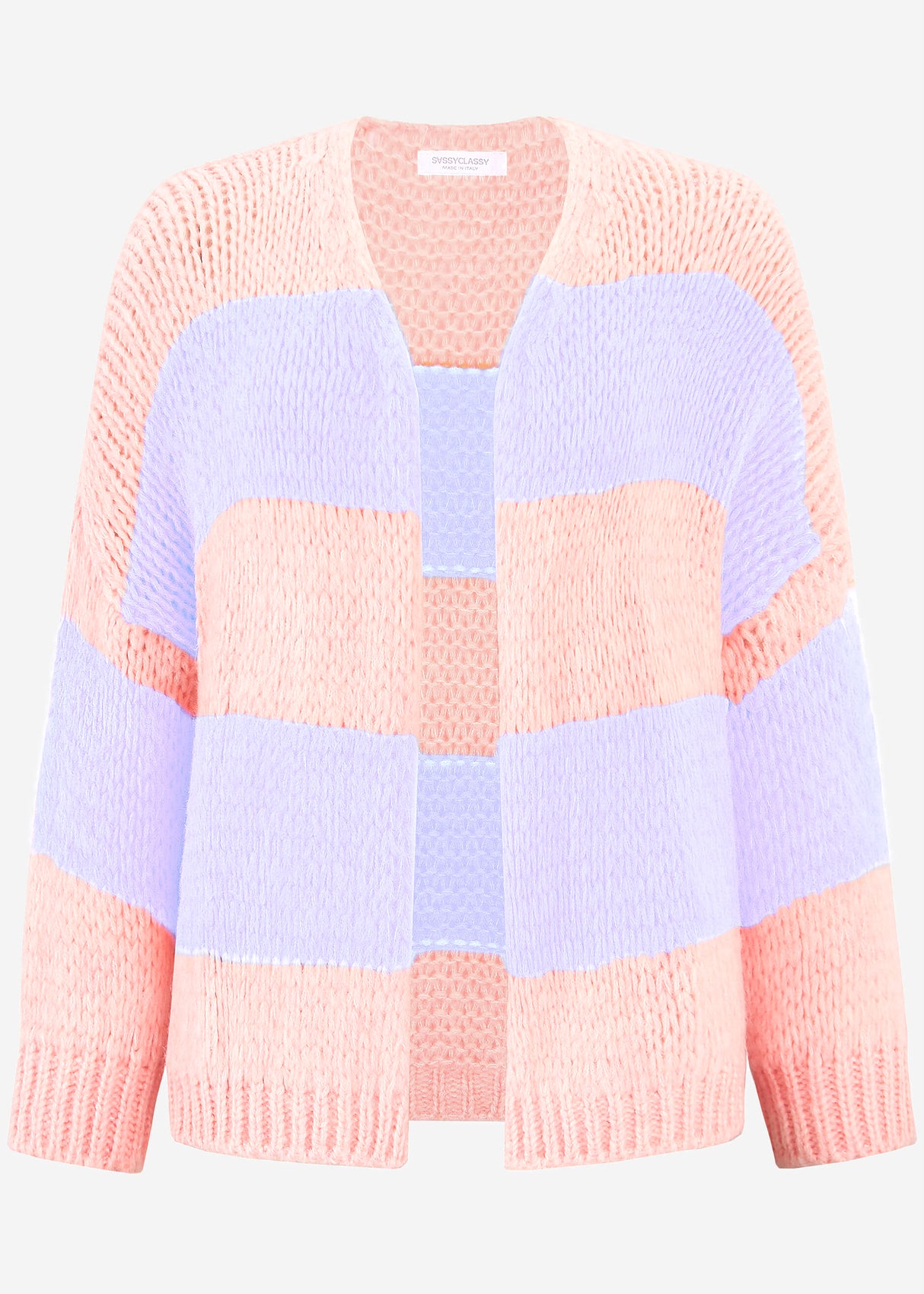 Gestreifter oversize Cardigan - peach-flieder