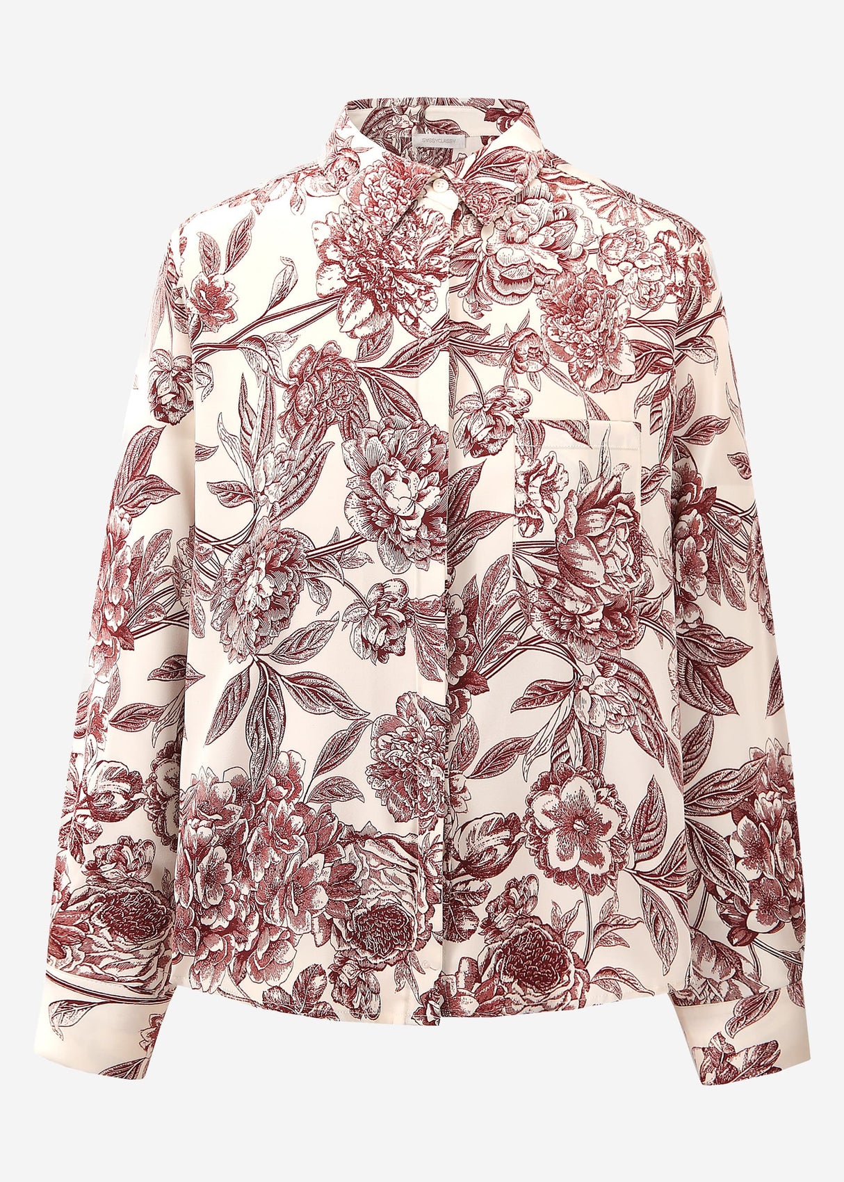 Satin blouse with print - off-white-wine red
