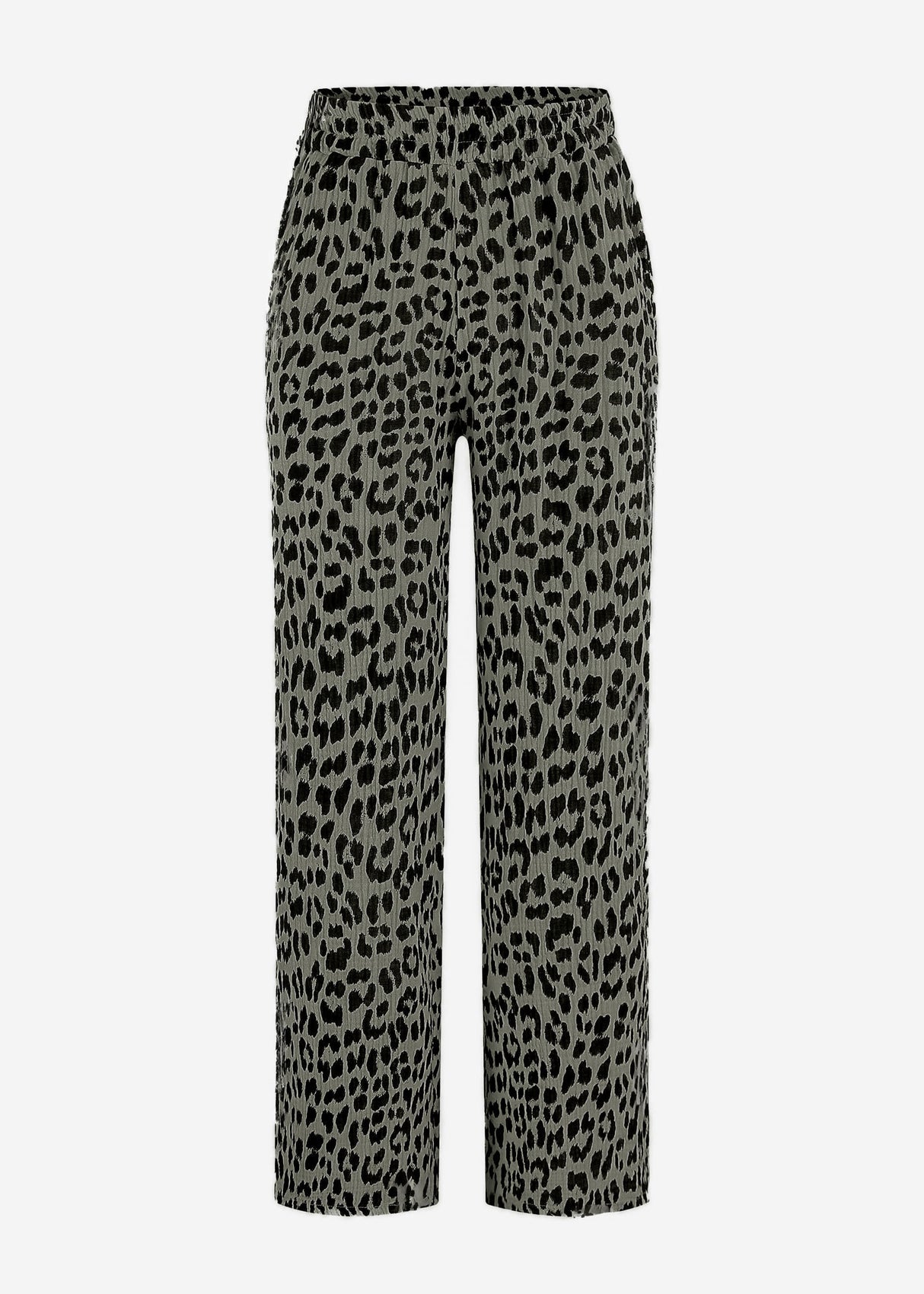 Wide-leg muslin pants in leopard print - khaki