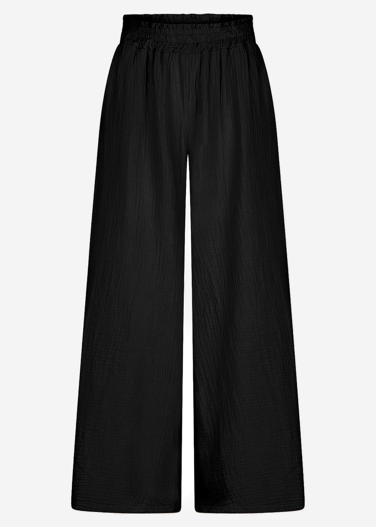 Muslin wide-leg pants - black