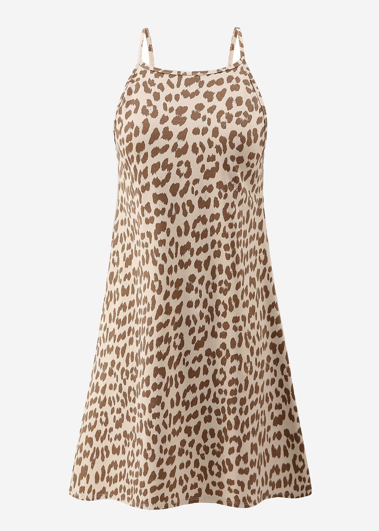 Jersey dress with leopard print - beige