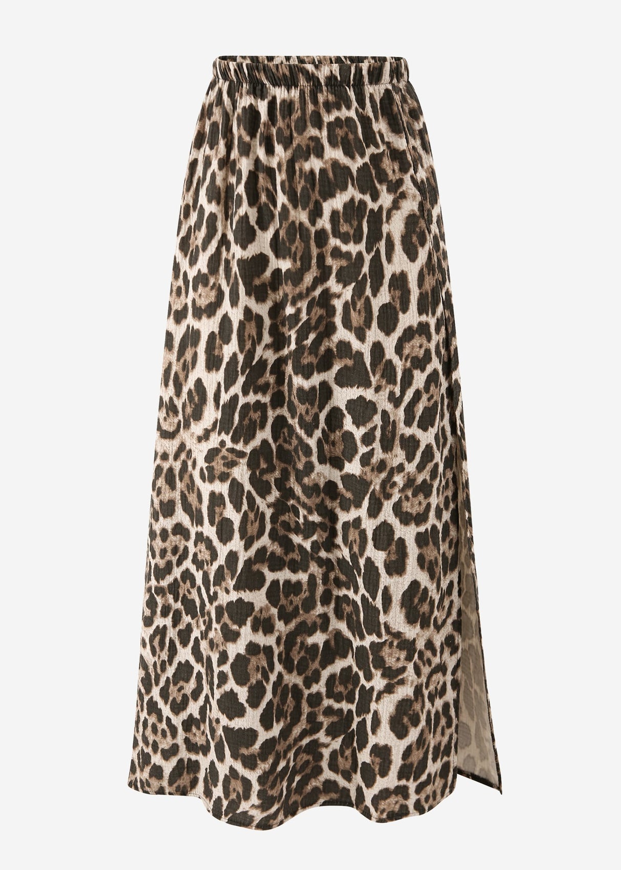 Long muslin skirt with leopard print - brown