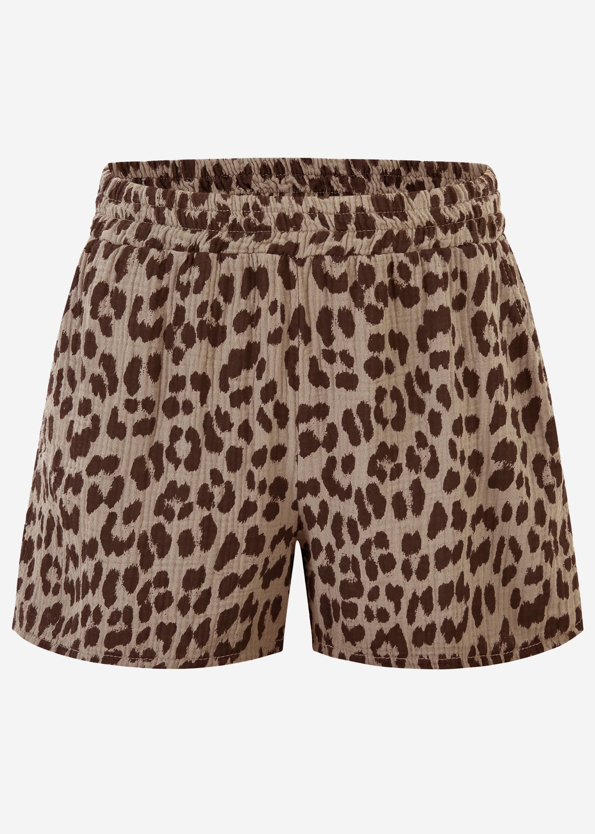 Muslin shorts with leopard print - taupe