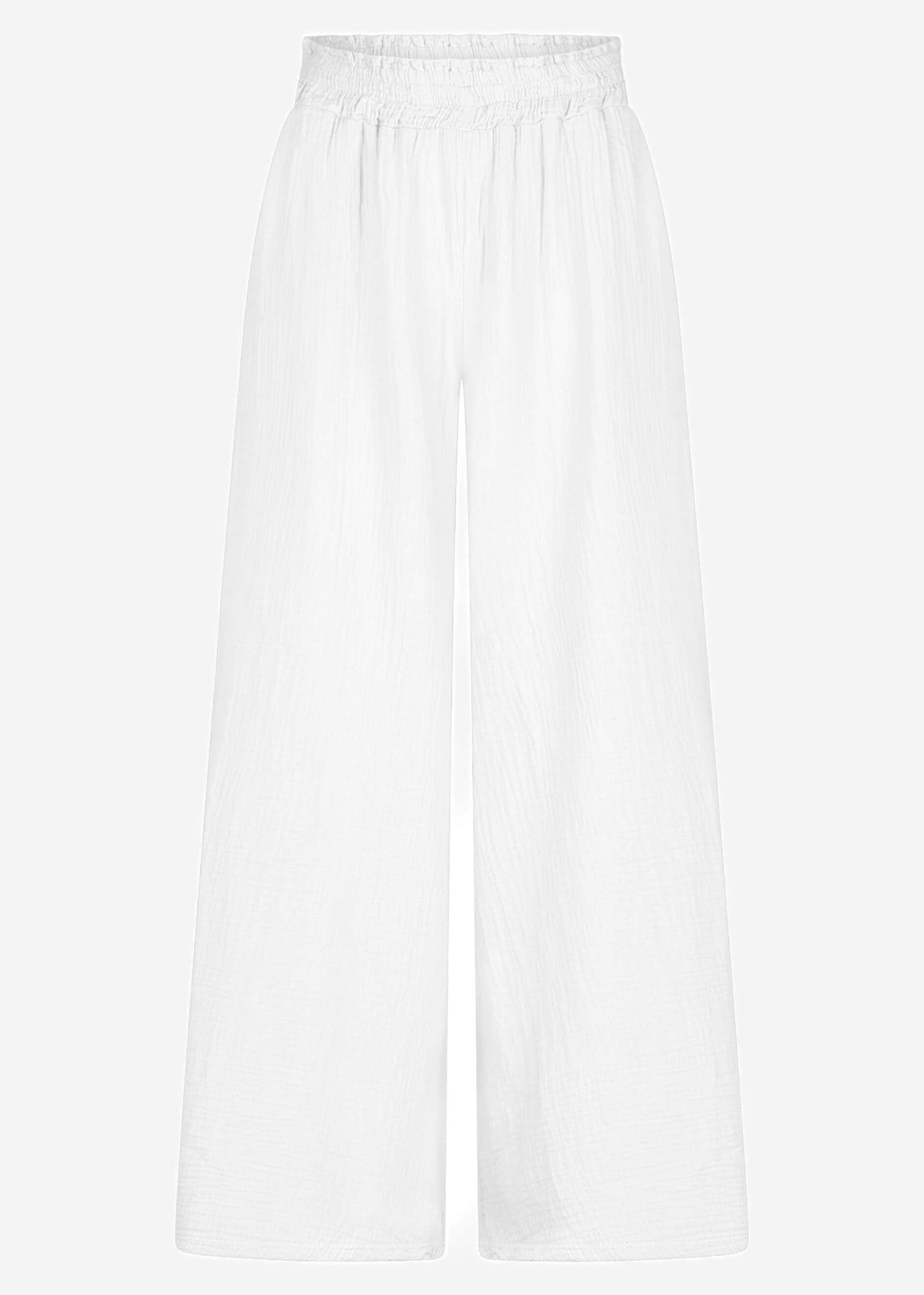 Musselin Pants mit weitem Bein - weiß