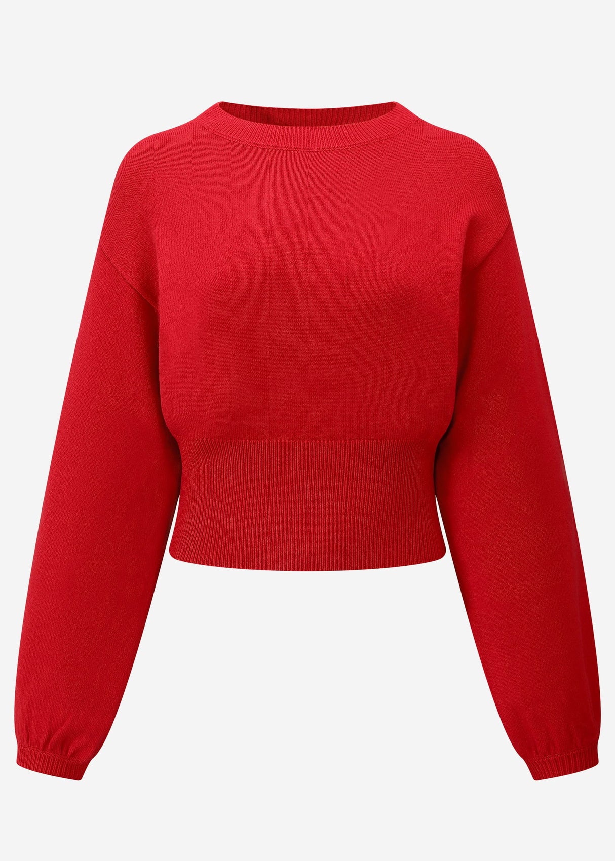 Sweater with balloon sleeves and back cut-out - red