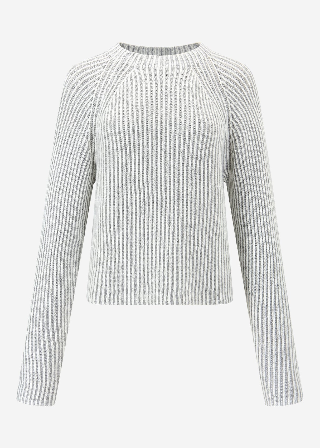 Zweifarbiger gerippter Pullover - offwhite-grau