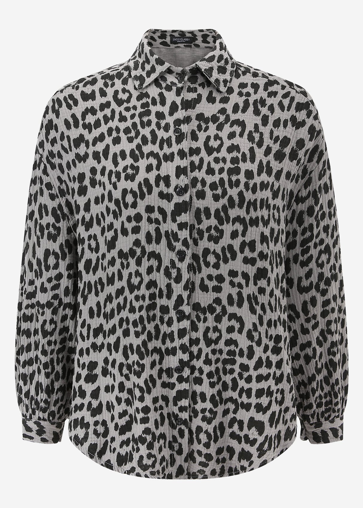 Oversize Musselin Bluse mit Leo-Print - taupe