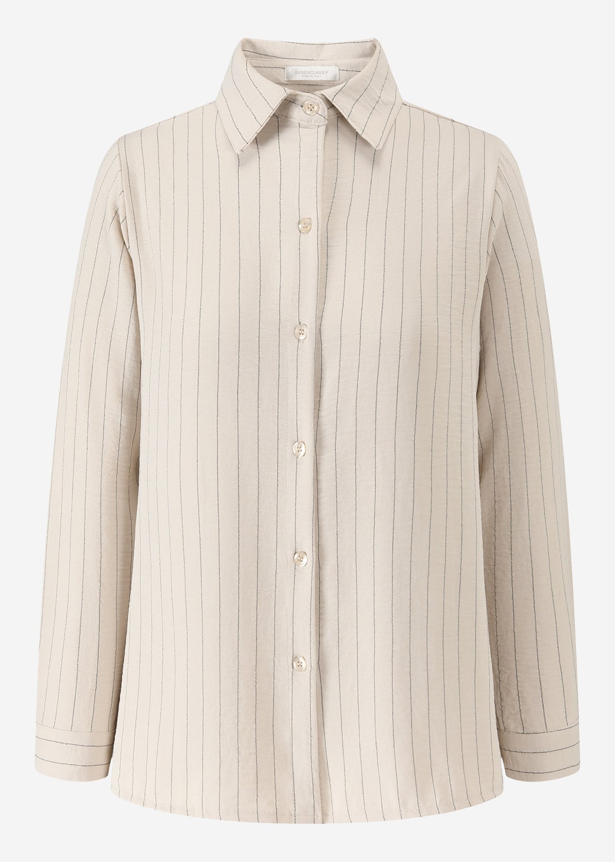 Klassisch geschnittene Bluse mit Streifen - beige
