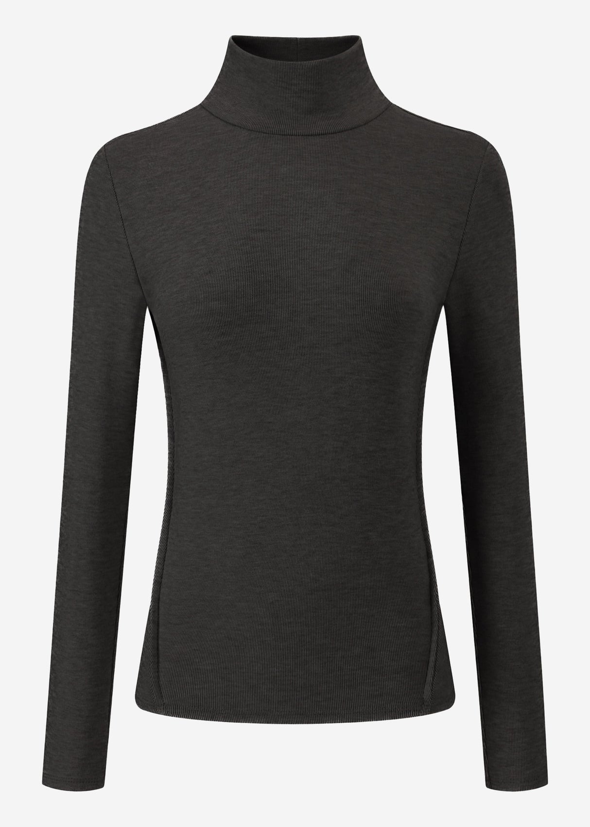 Turtleneck shirt with decorative seams - dark gray mottled