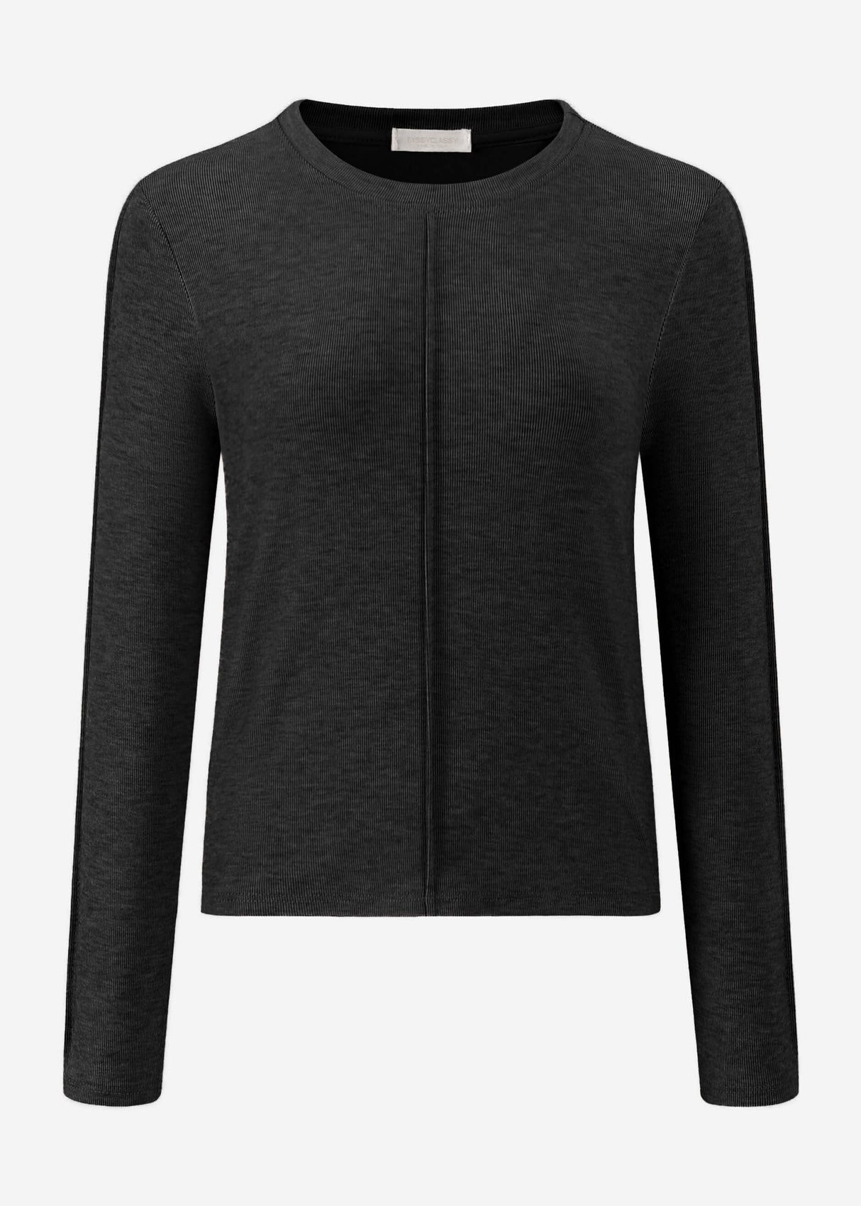 Langarmshirt mit Ziernaht - dunkelgrau meliert