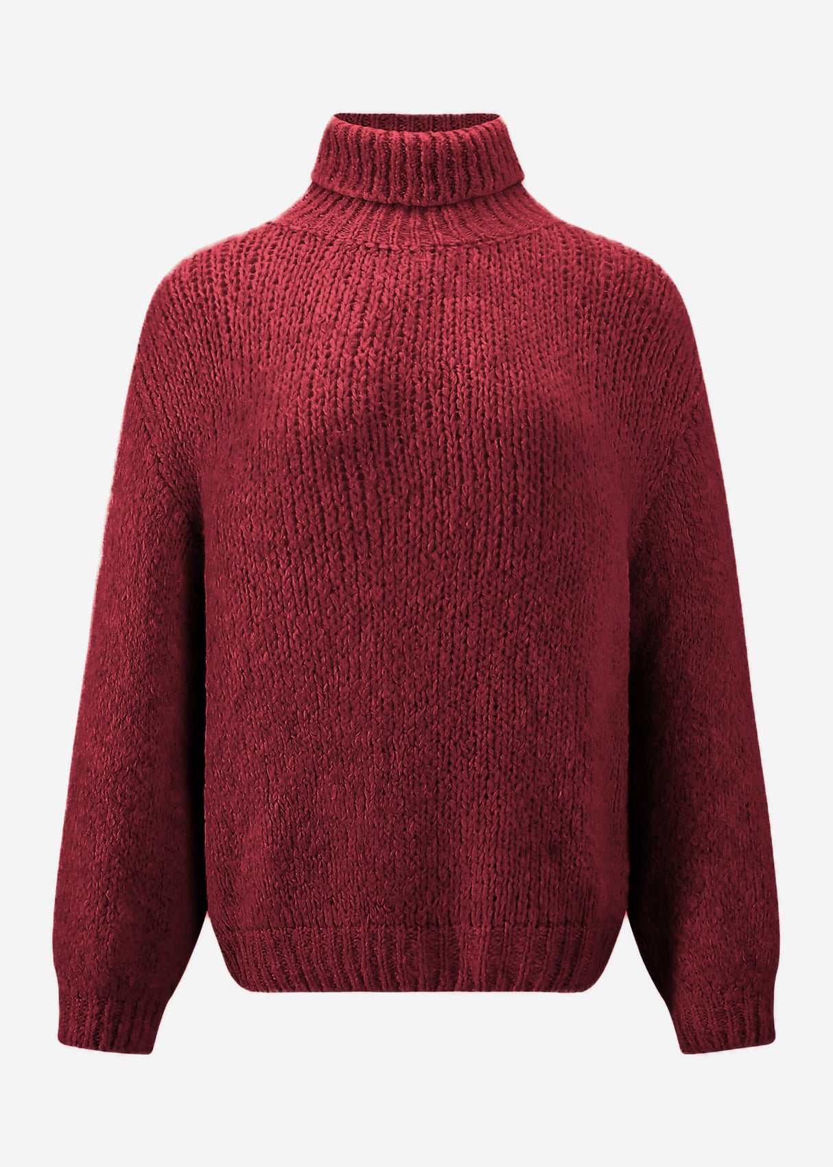 Oversize Rollkragenpullover - burgundy