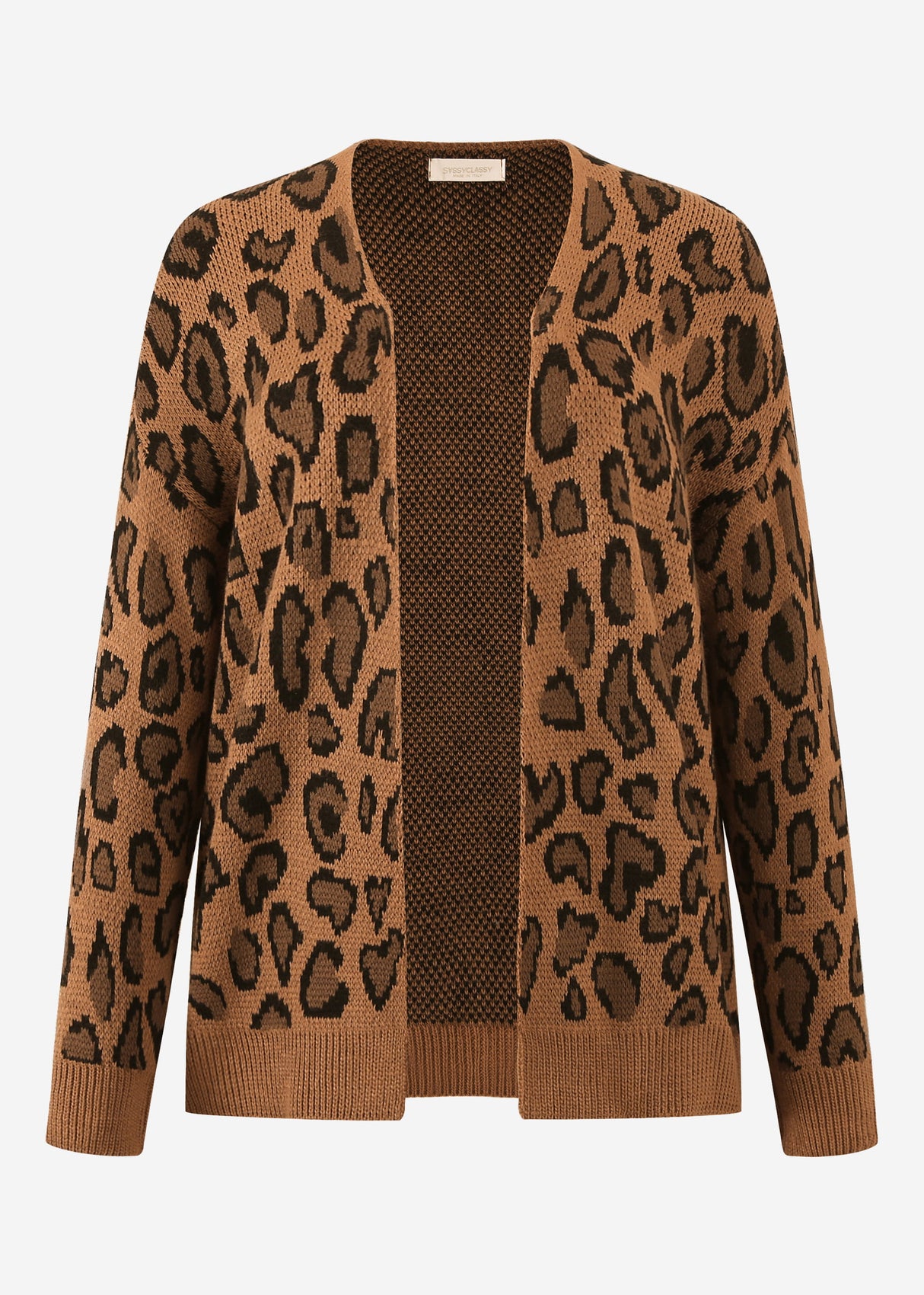 Jacquard Cardigan mit Leo-Muster - camel