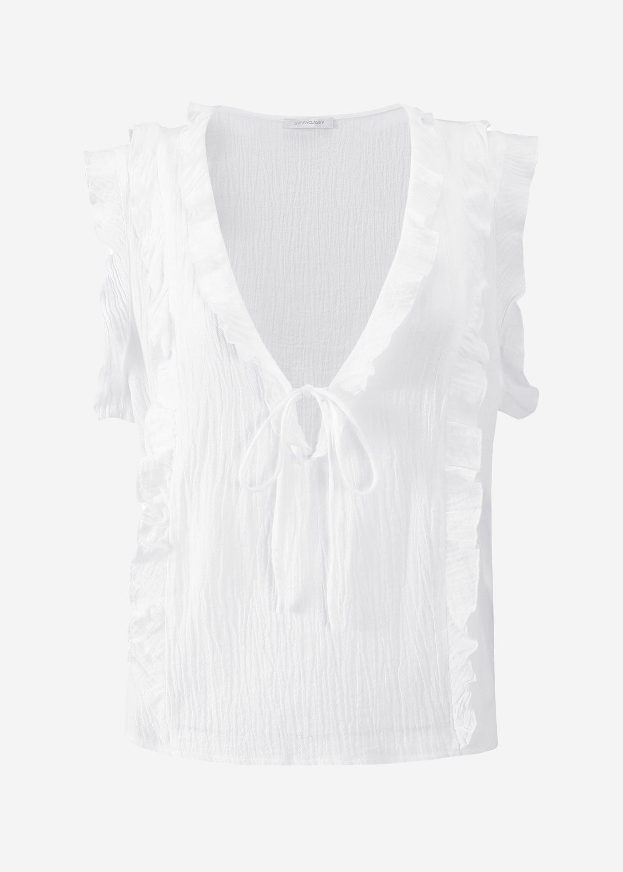 Blouse top with ruffles - white