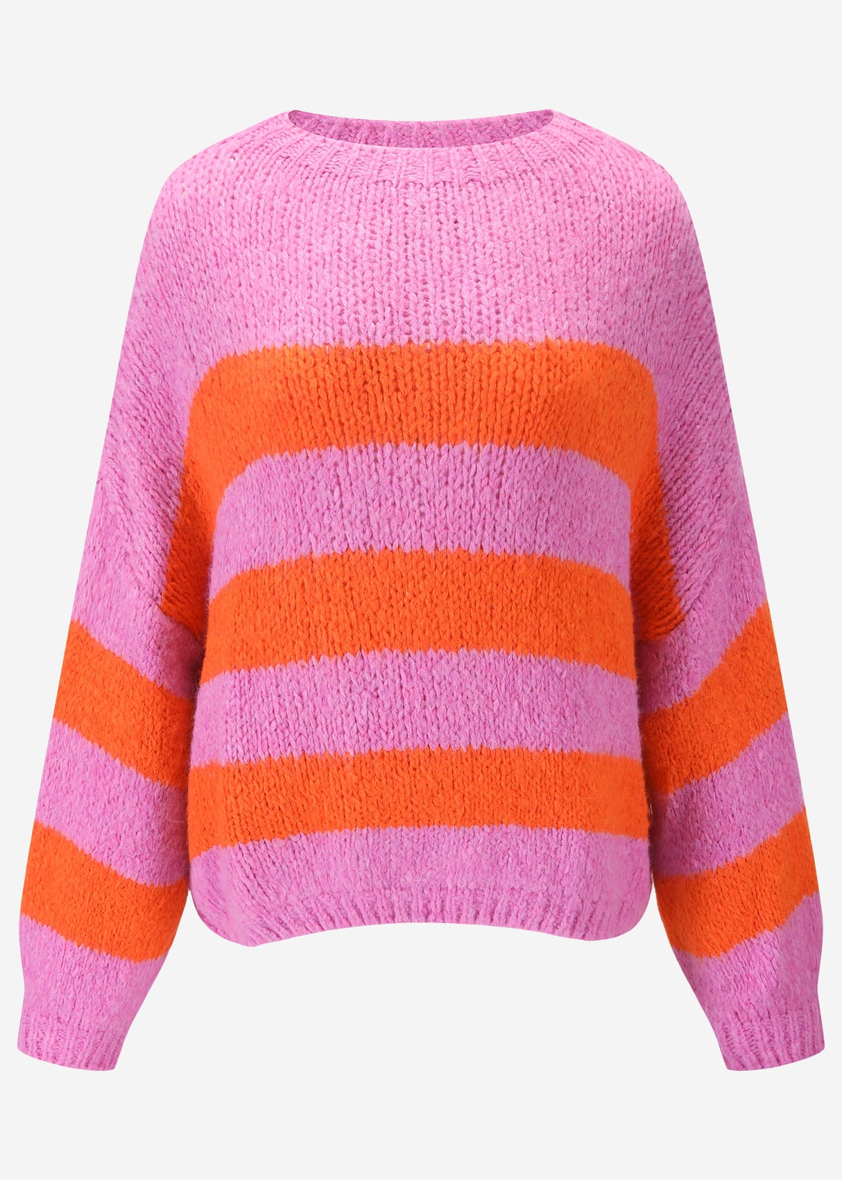 Gestreifter Pullover - pink-orange
