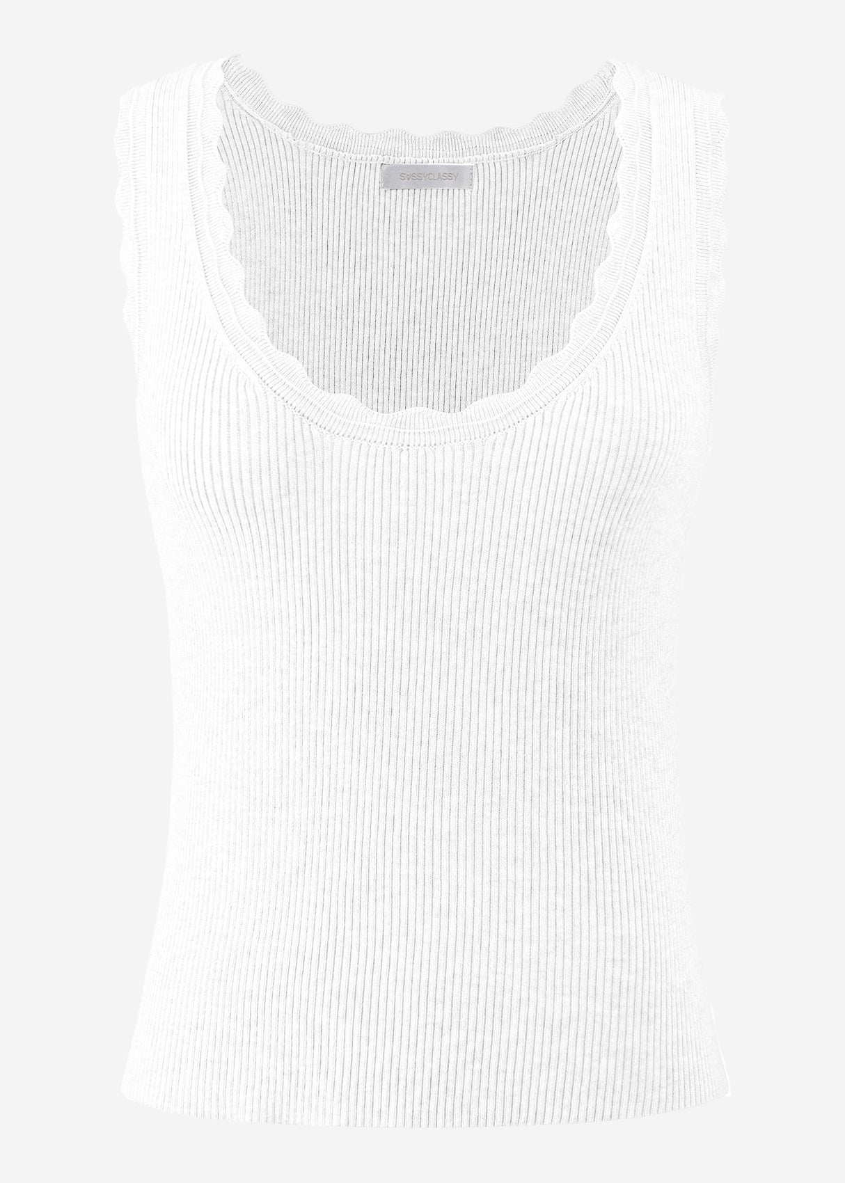 Tank top with scalloped edge - white