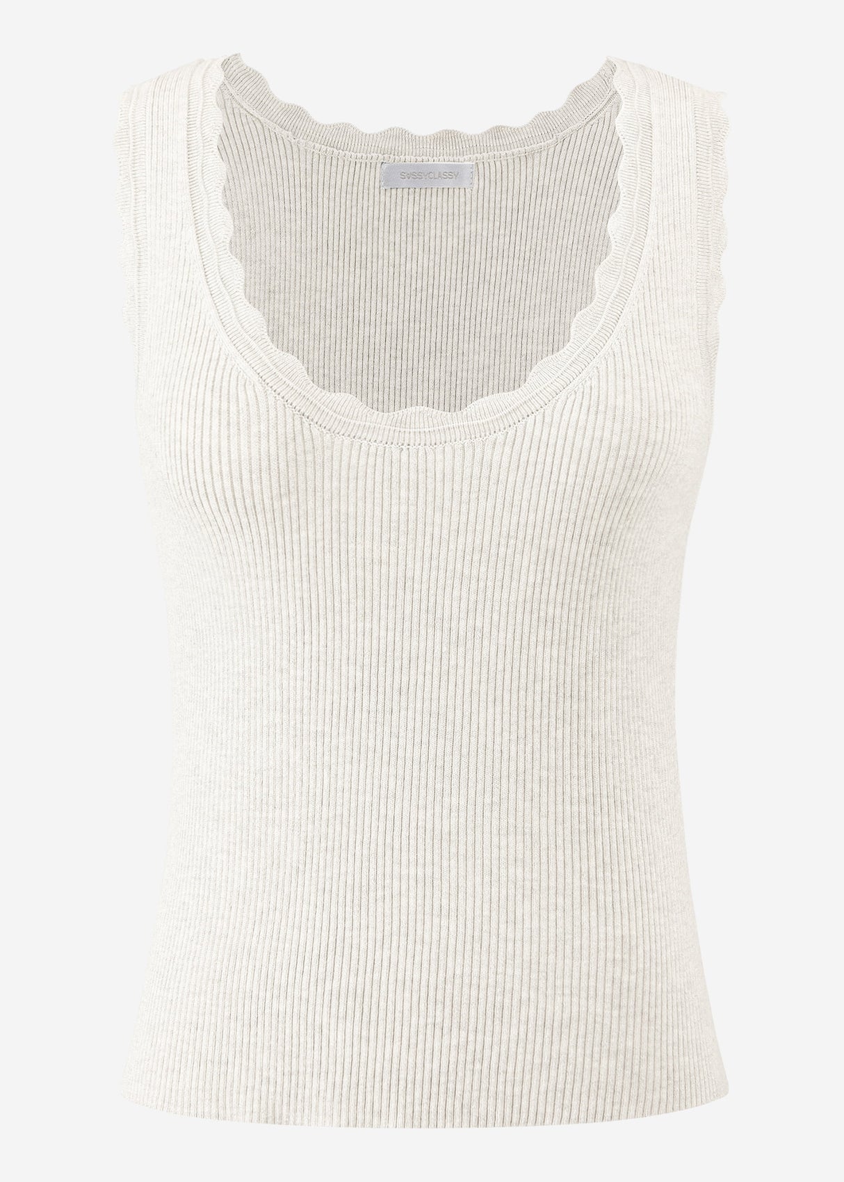 Tank top with scalloped edge - light grey