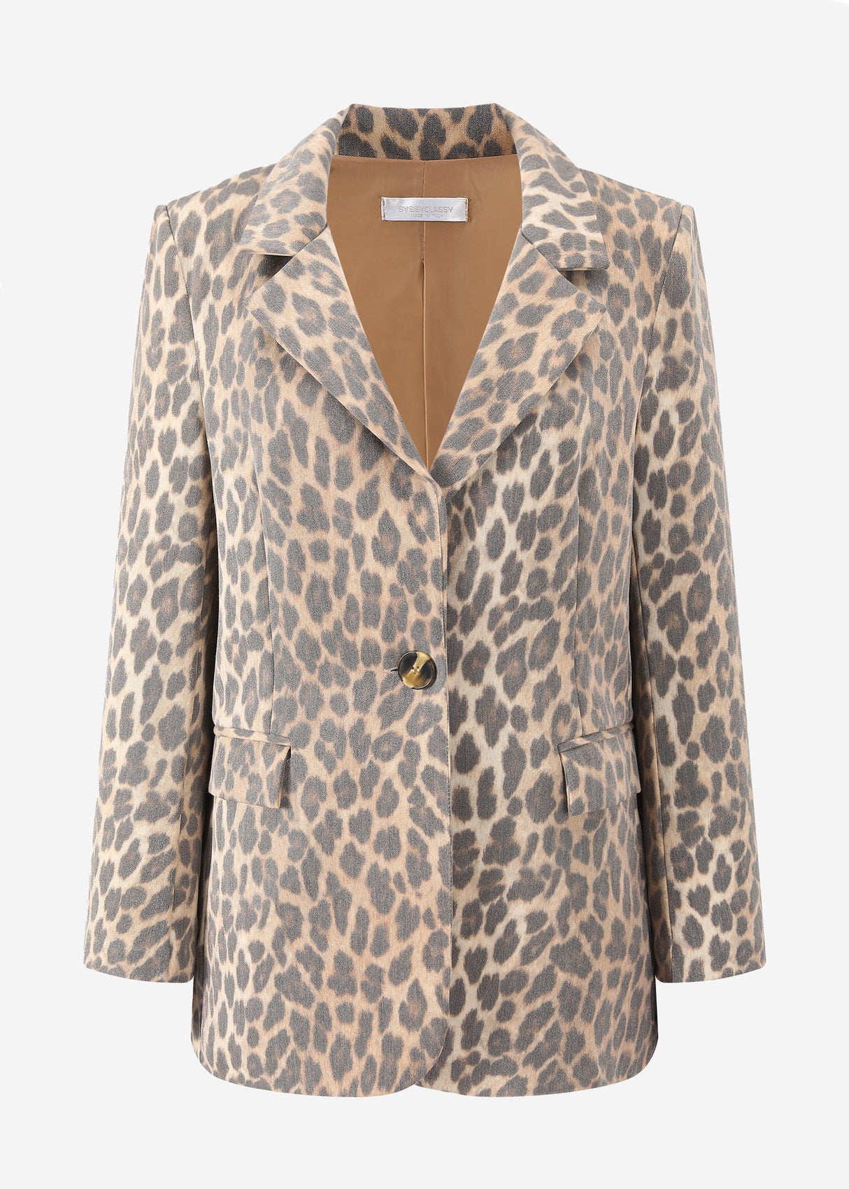 Blazer with leopard print - brown