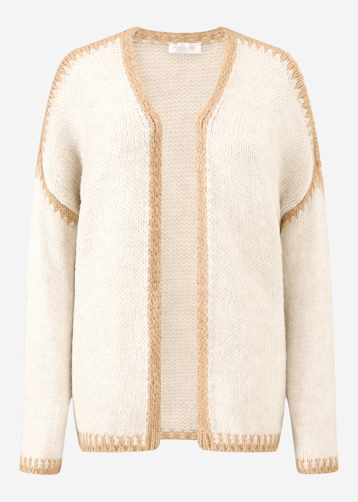 Strickjacke mit kontrastierenden Blenden - beige