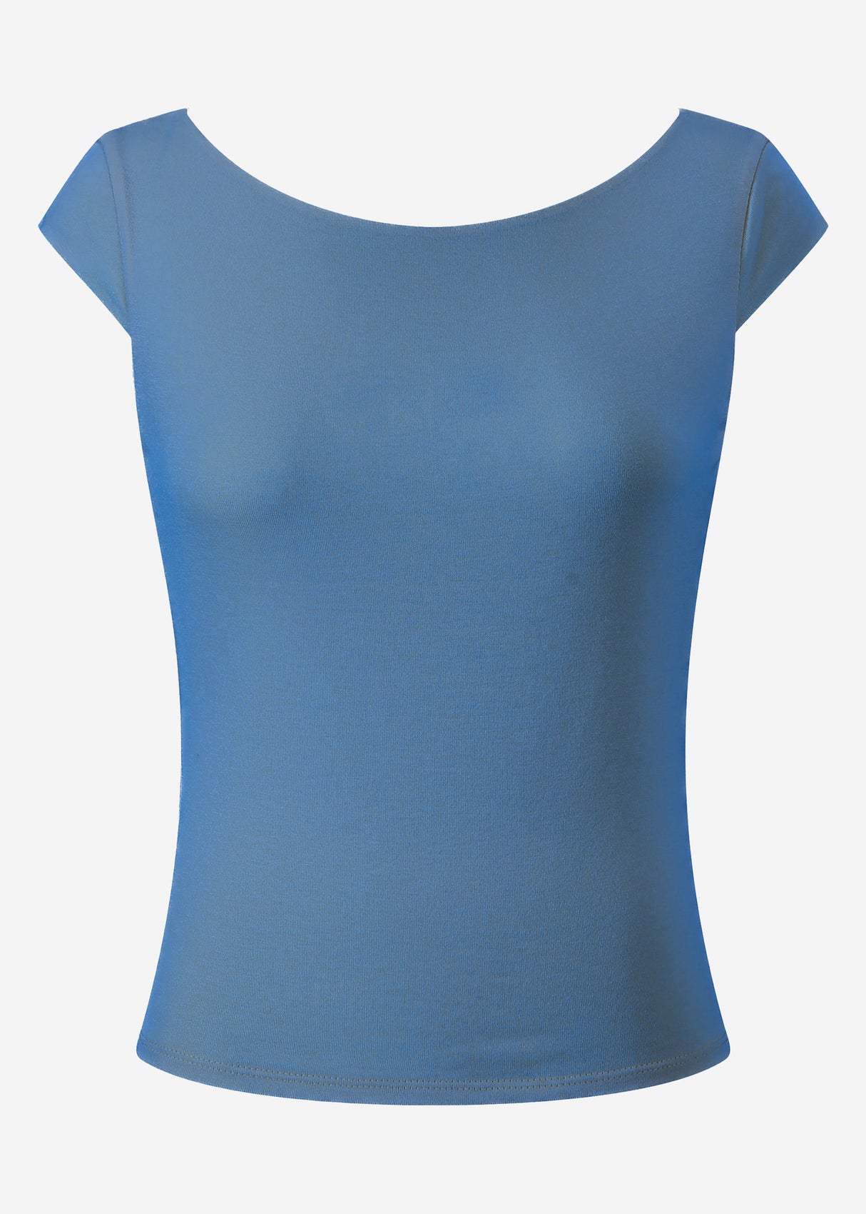 T-shirt with low back neckline - denim blue