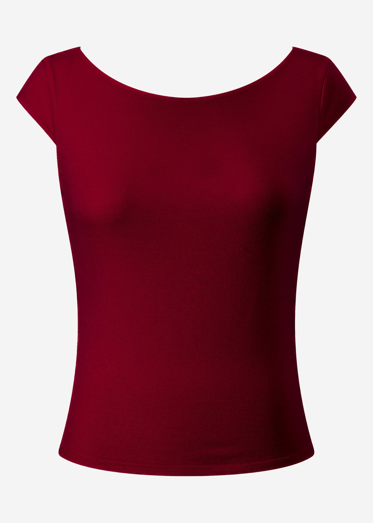 T-shirt with low back neckline - burgundy