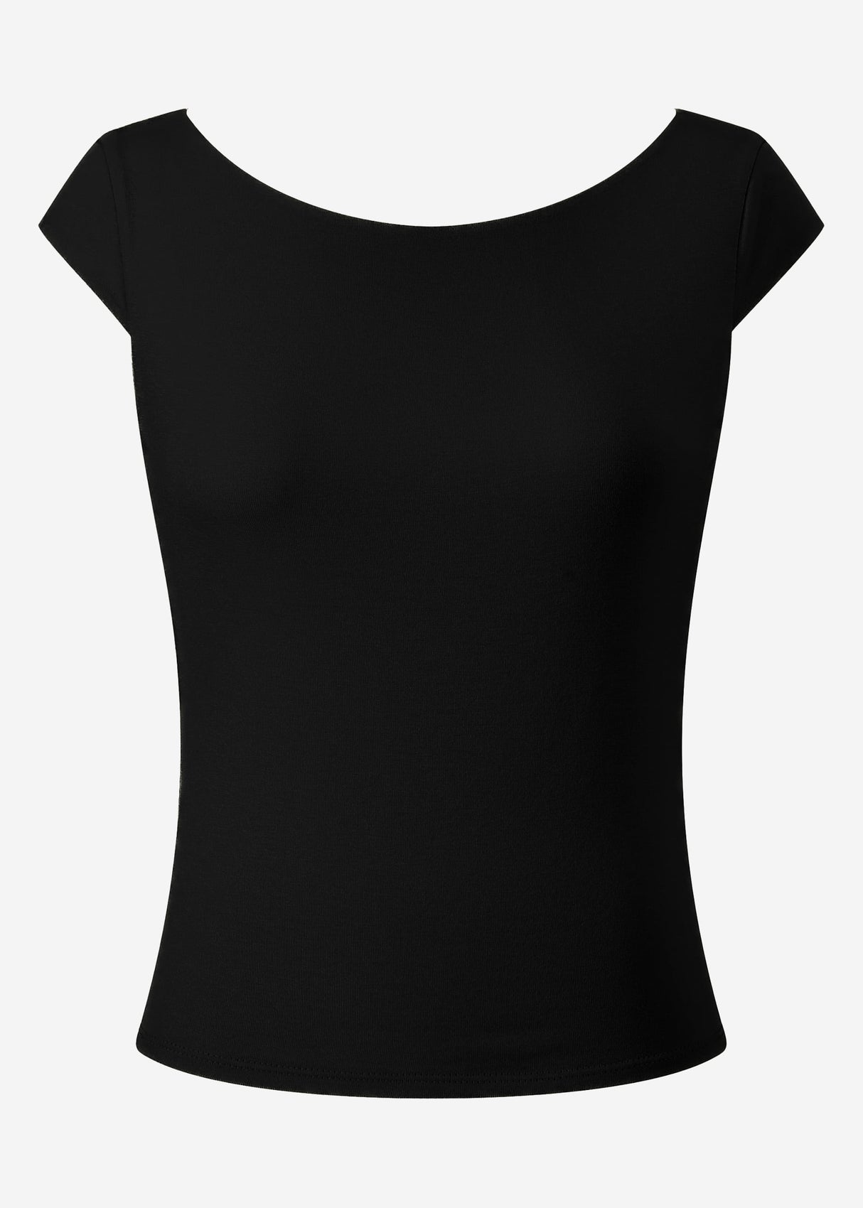 T-shirt with low back neckline - black