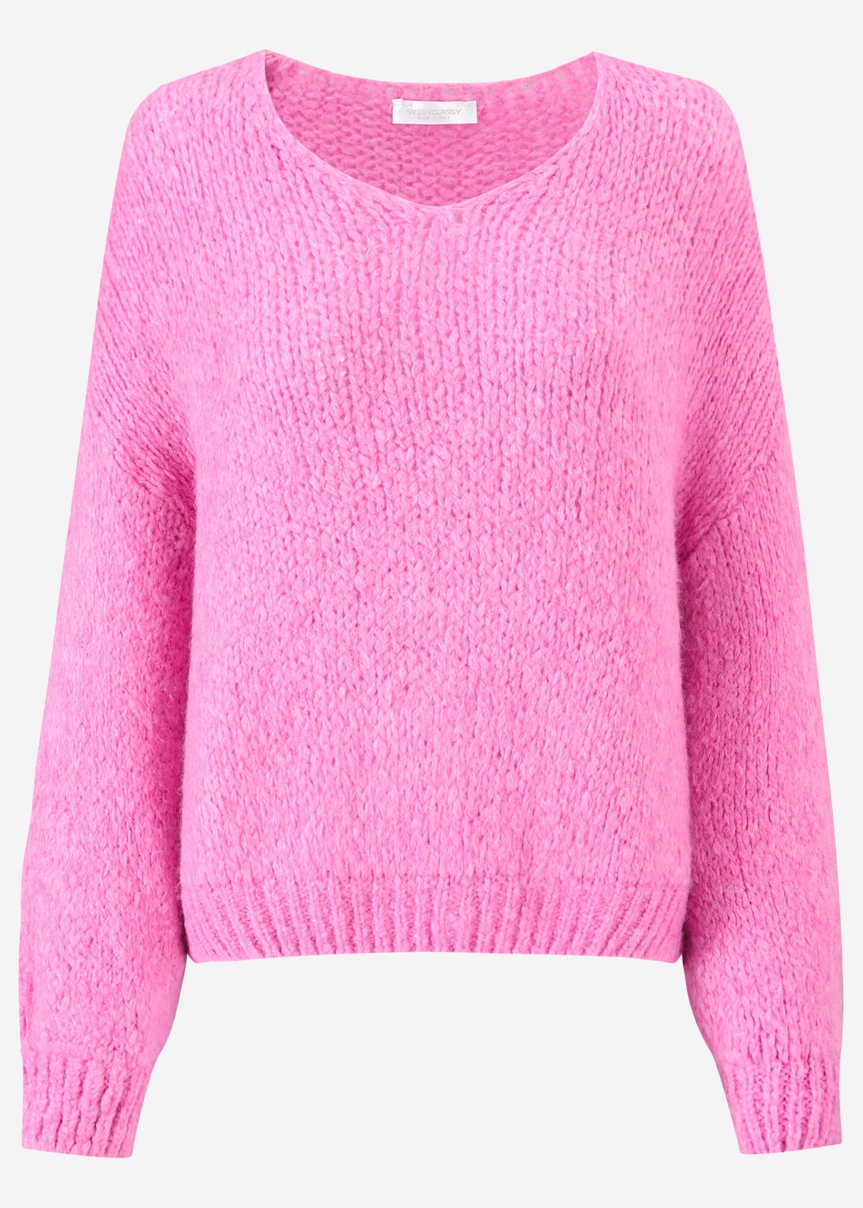 Oversized V-neck sweater - candy pink