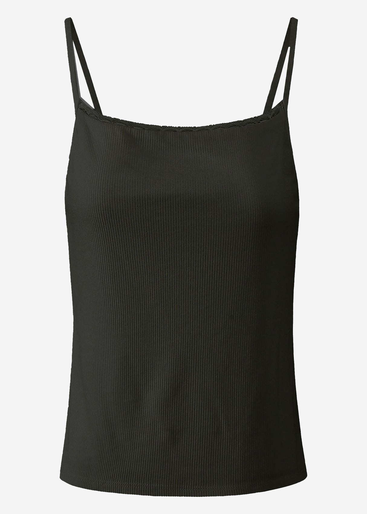 Träger Top mit Spitze - schwarz