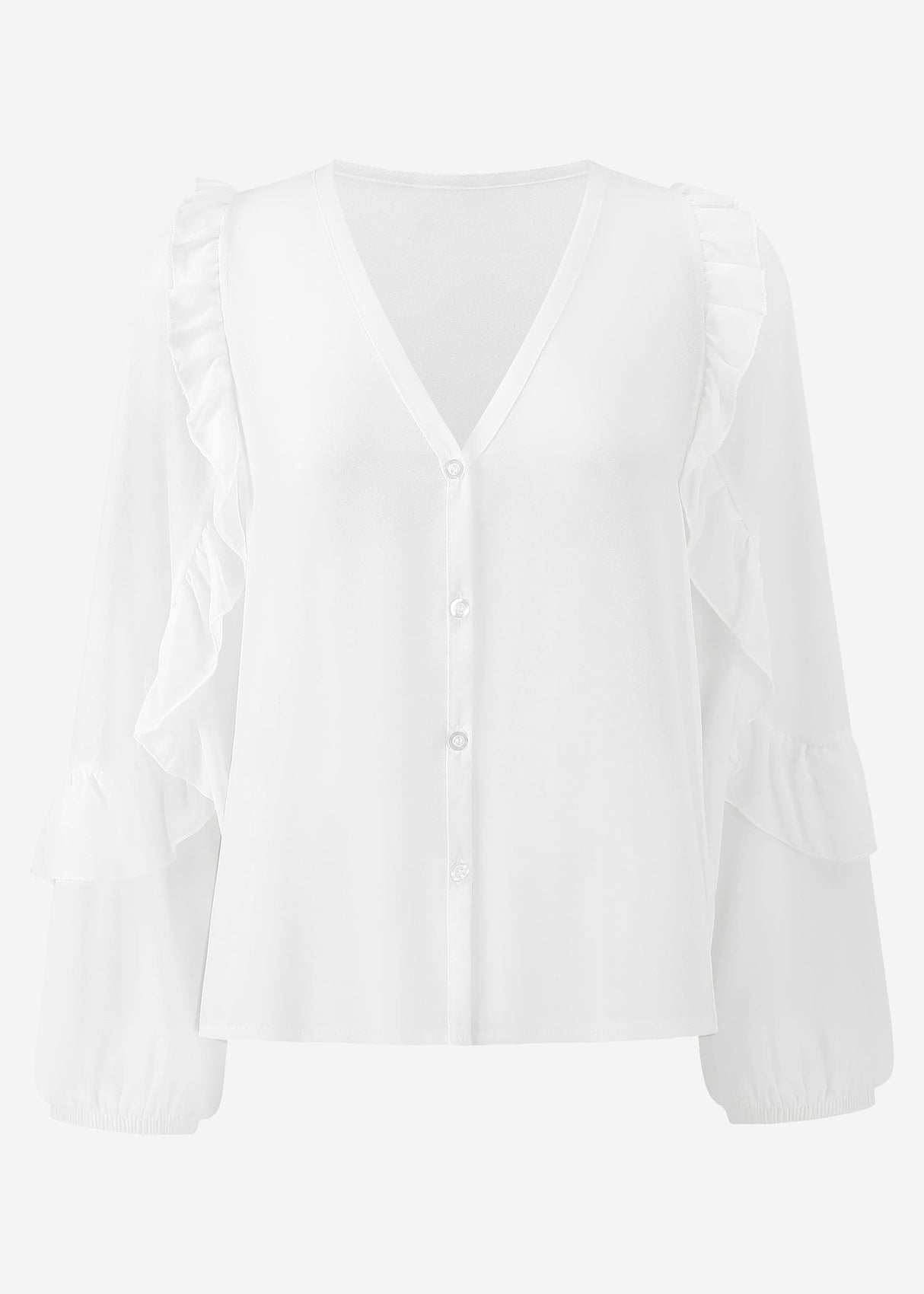 Chiffon Bluse mit Volants - offwhite