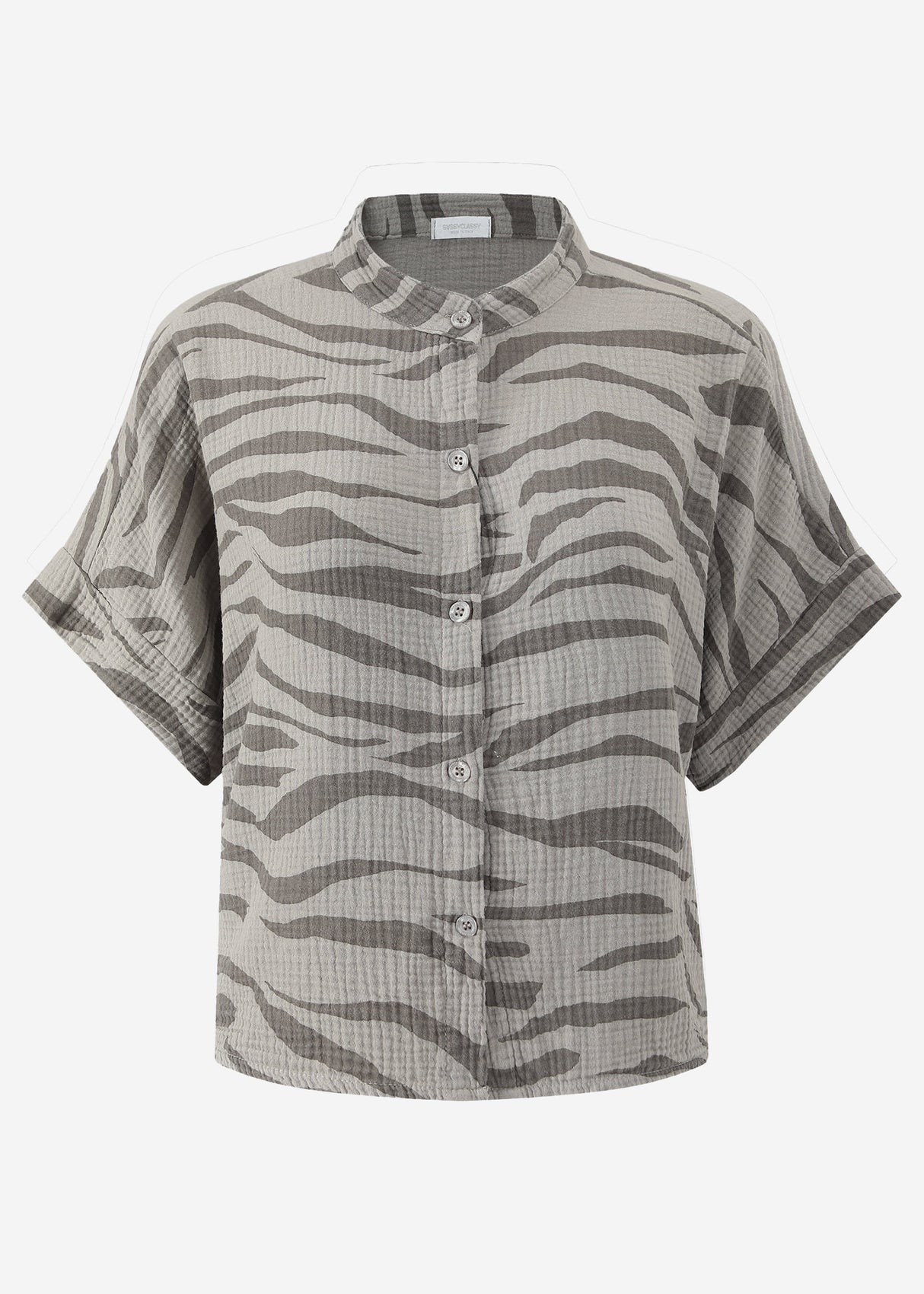 Musselin Bluse mit Zebra-Print - taupe