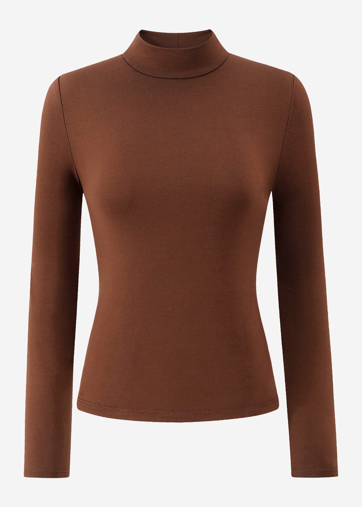 Langarm Shirt mit Rollkragen - braun