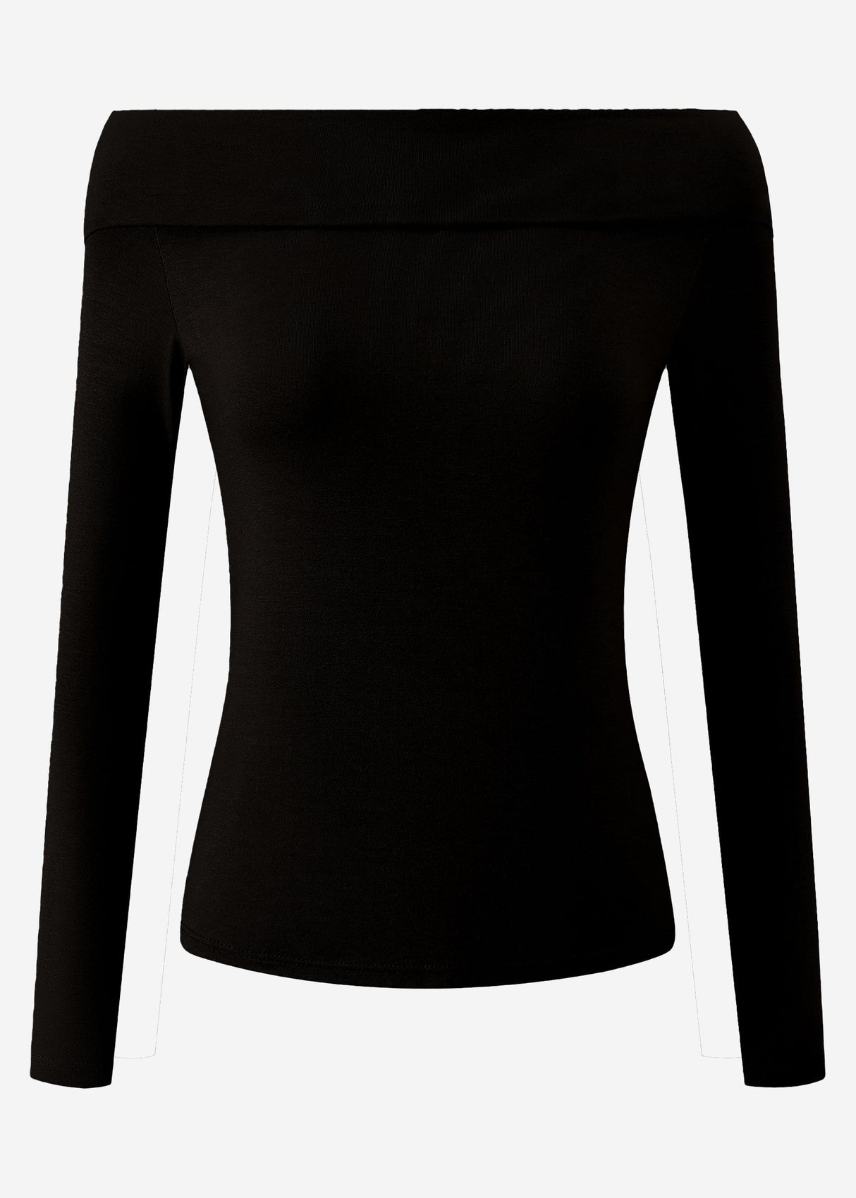 Long-sleeved shirt with Carmen neckline - black