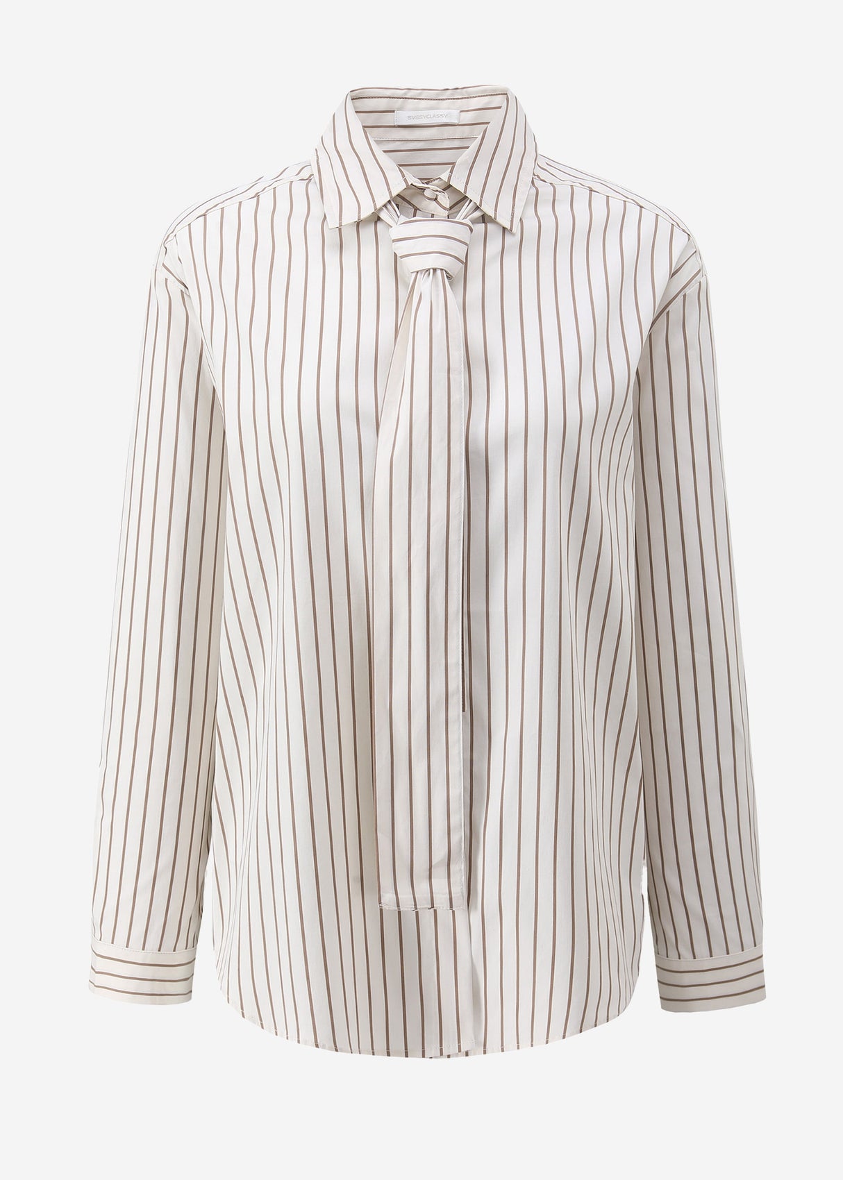 Gestreifte Schluppenbluse - beige