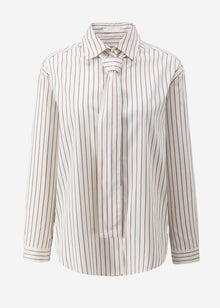 Striped tie-neck blouse - beige