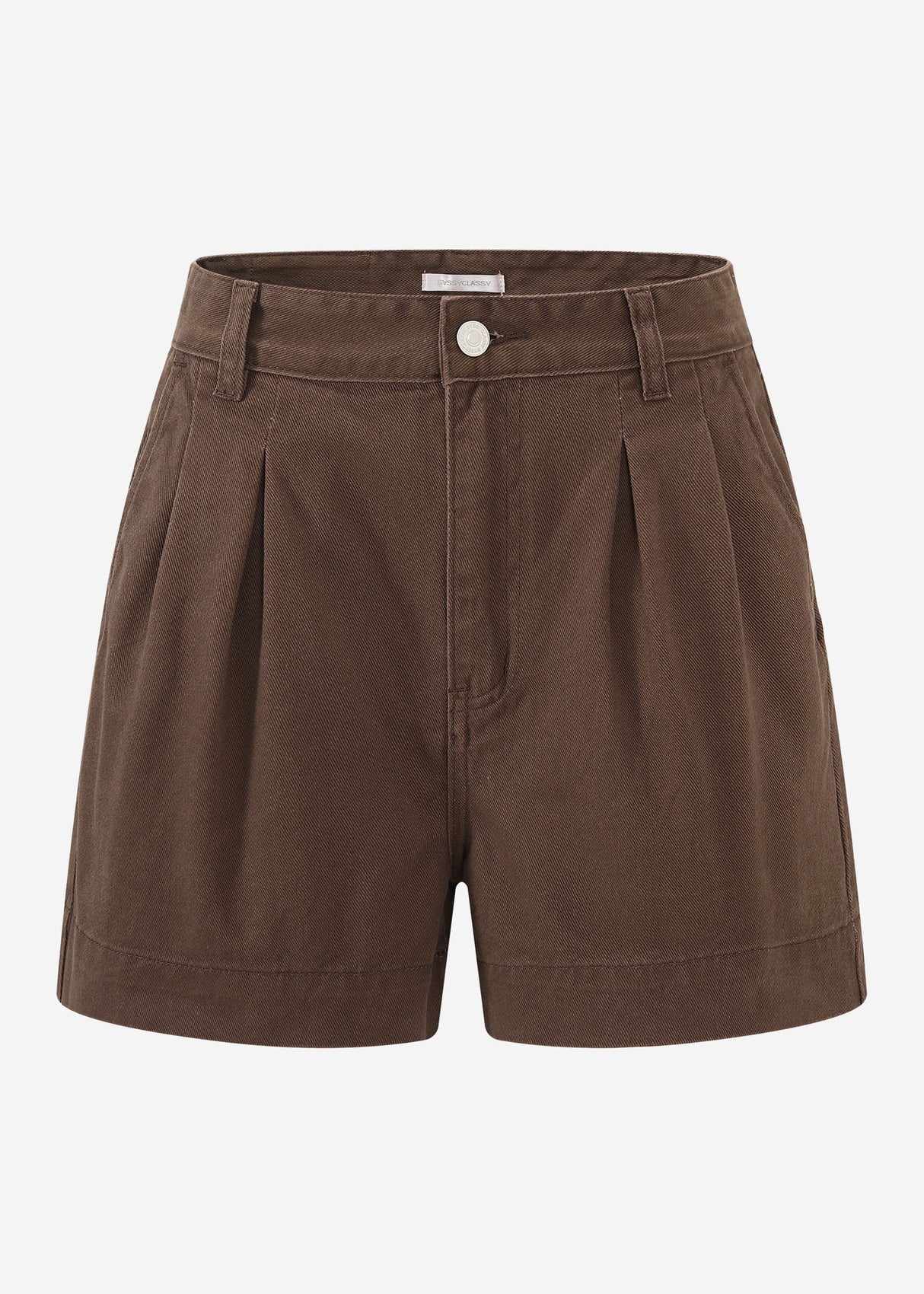Wide high waist jeans shorts - brown