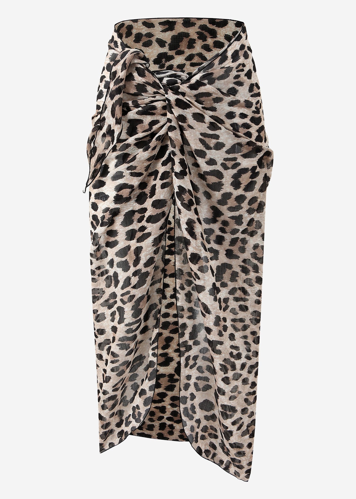 Pareo mit Leo-Print - beige