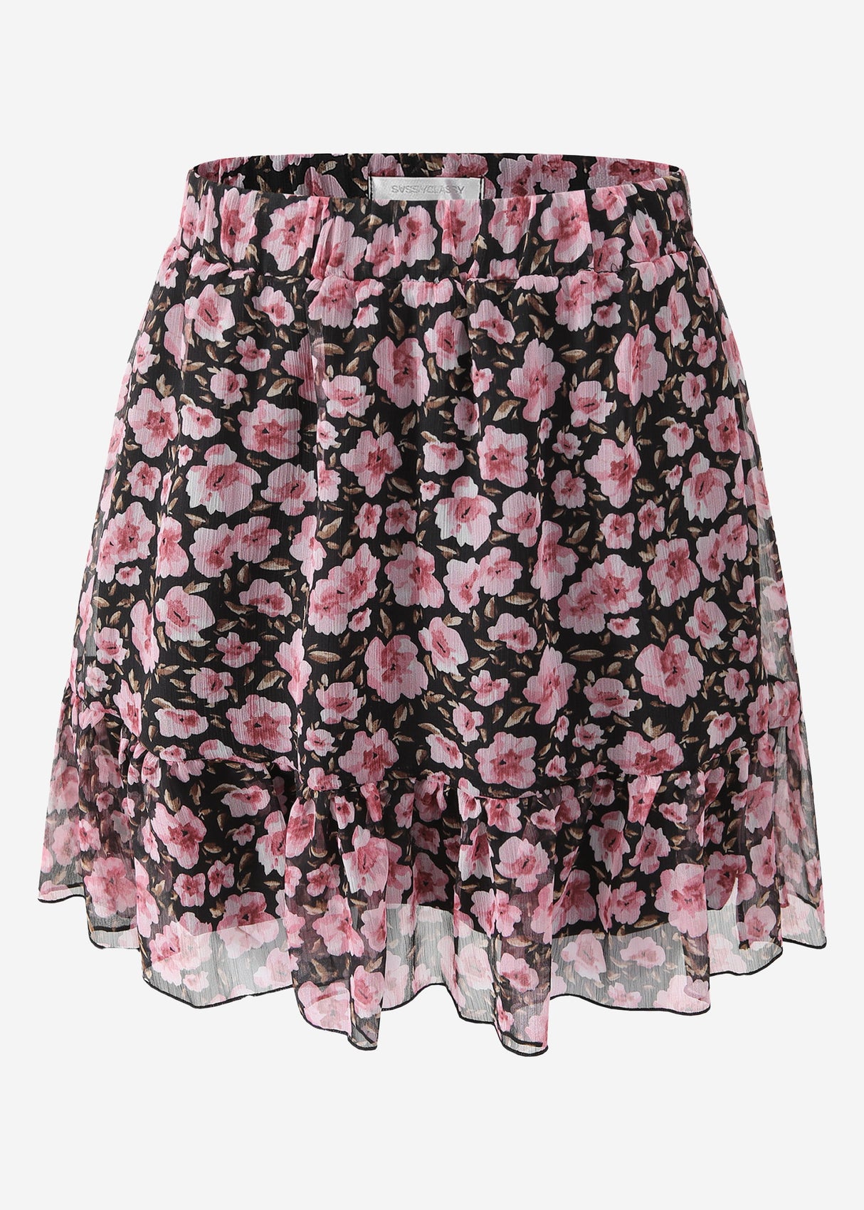 Rüschen skirt with flower print - black