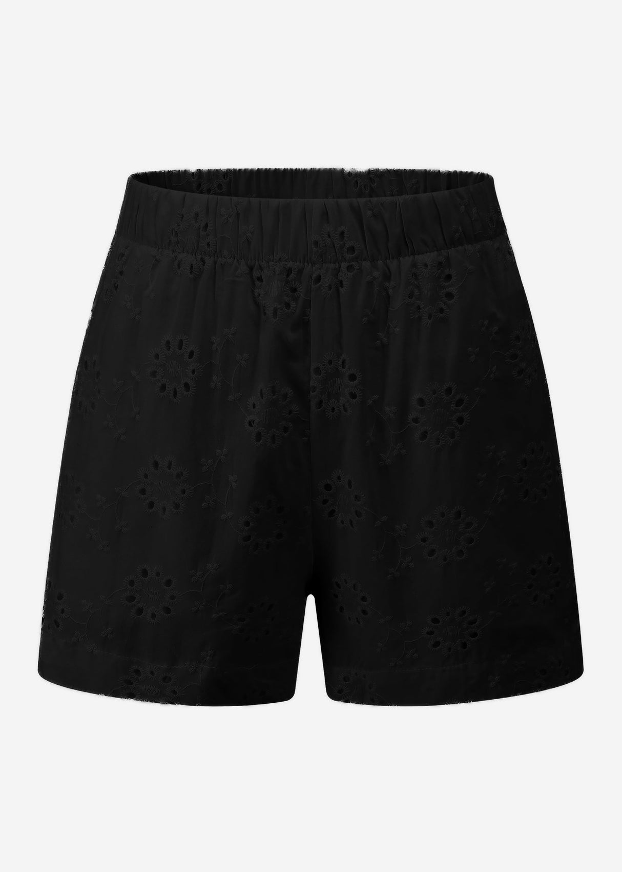 Shorts mit Lochstickerei - schwarz