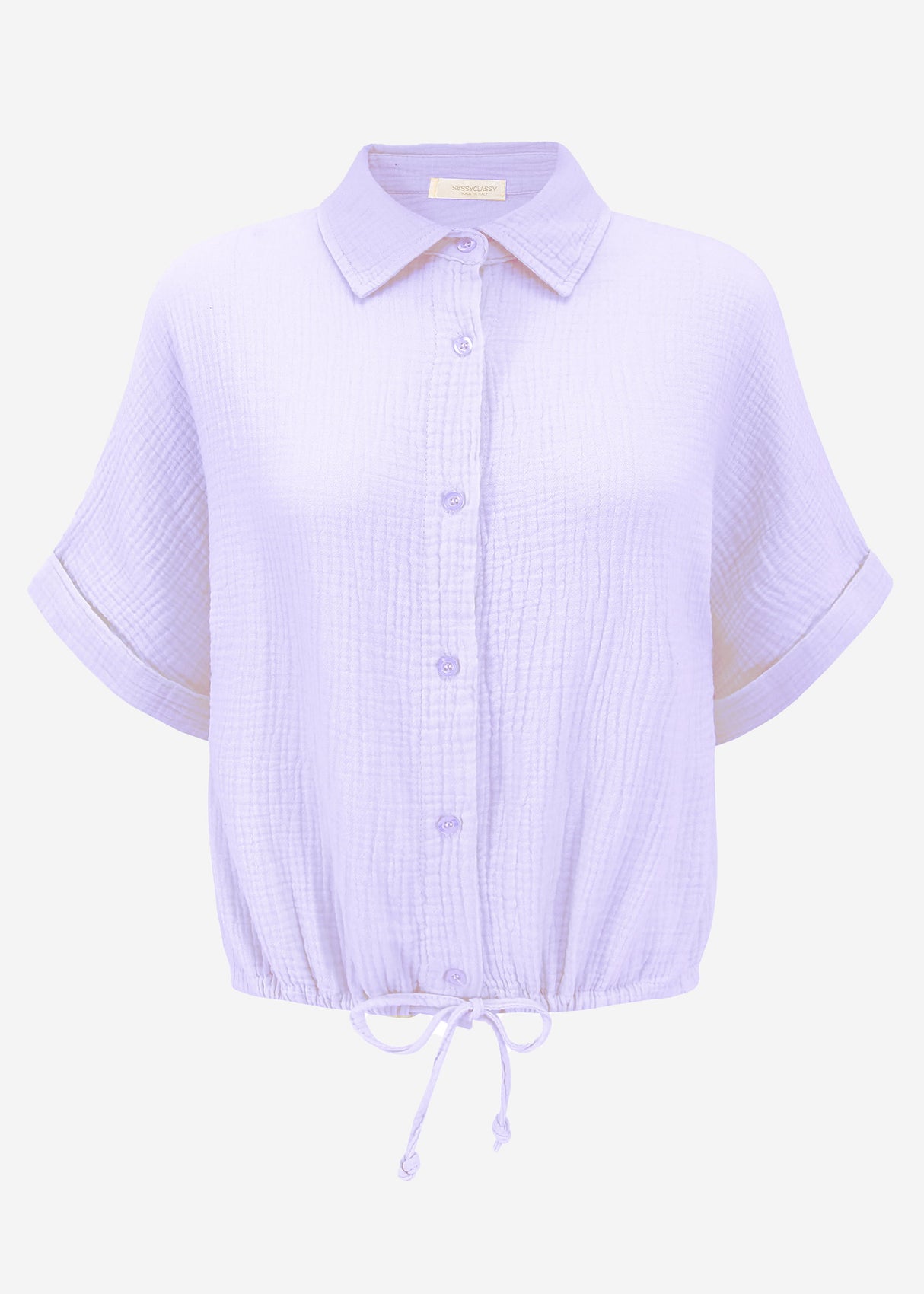 Musselin Bluse mit Zugband - flieder