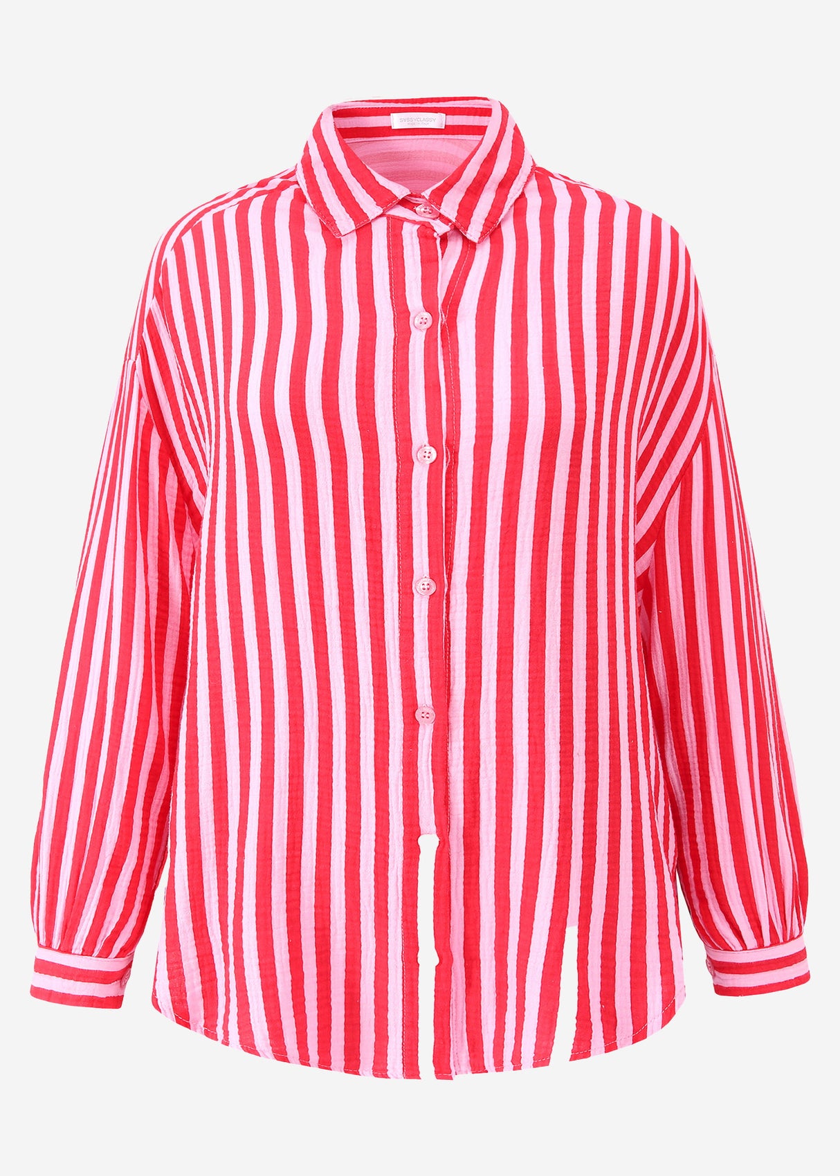 Striped oversize musselin blouse - red -pink