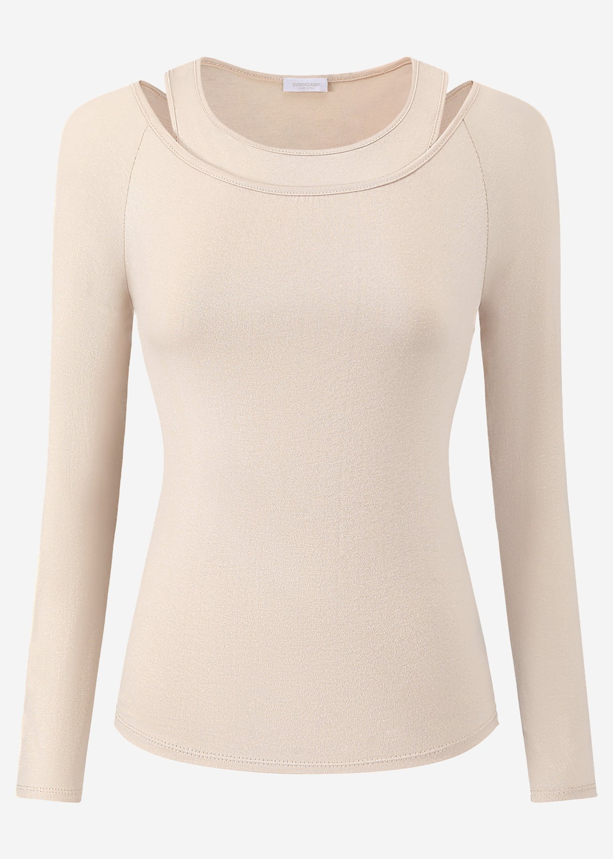 Long-sleeved shirt with top - beige