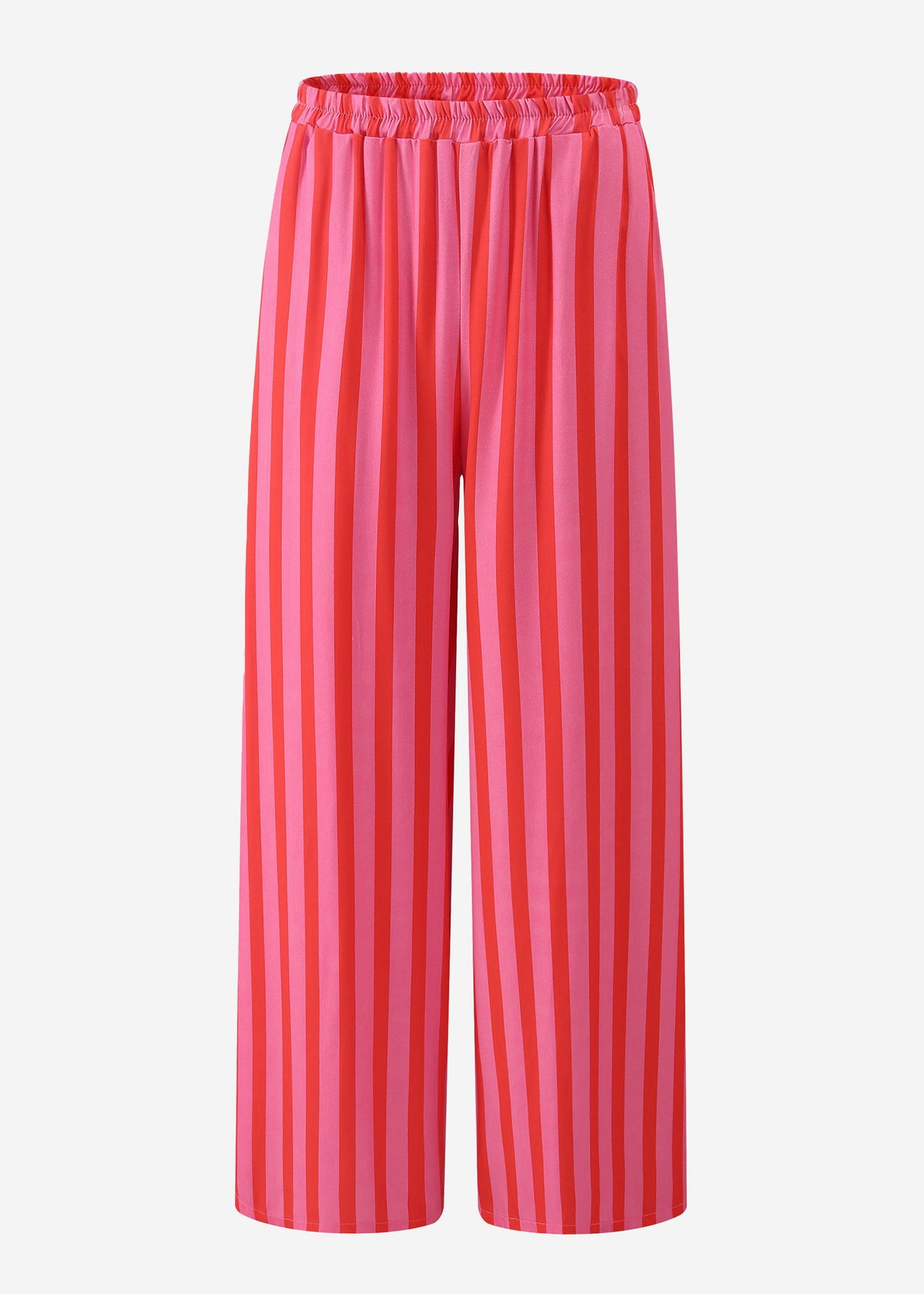 Gestreifte Hose mit weitem Bein - pink